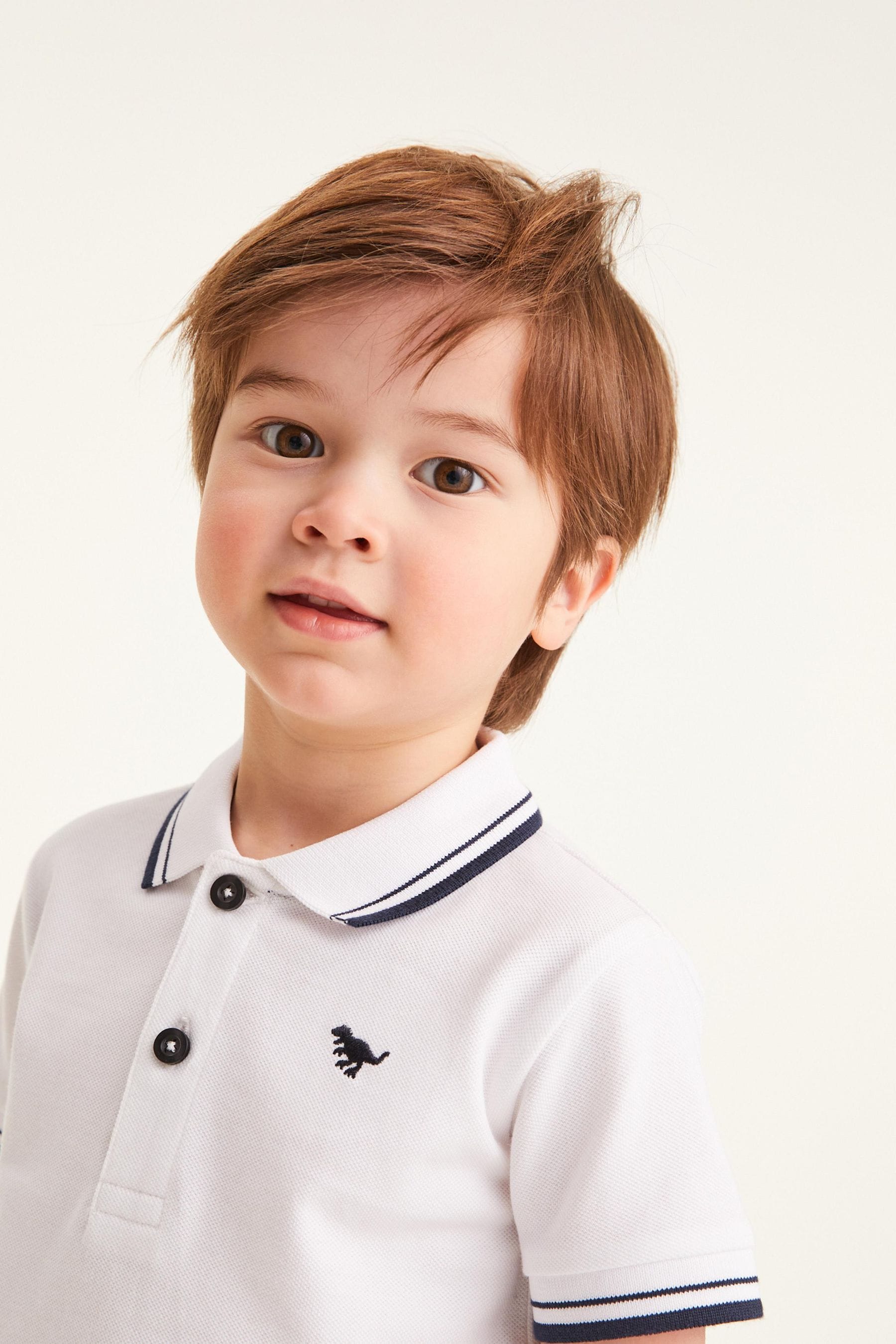 White Tipped 100% Cotton Short Sleeve Polo Shirt (3mths-7yrs)