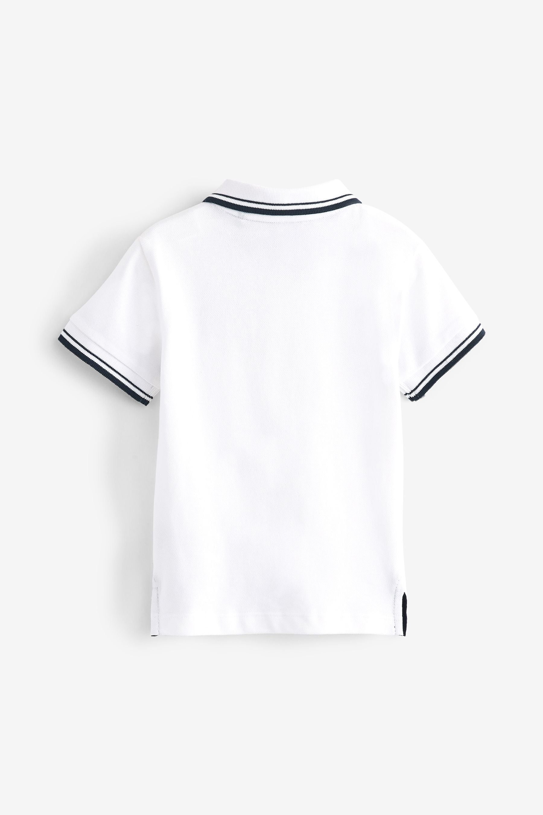 White Tipped 100% Cotton Short Sleeve Polo Shirt (3mths-7yrs)