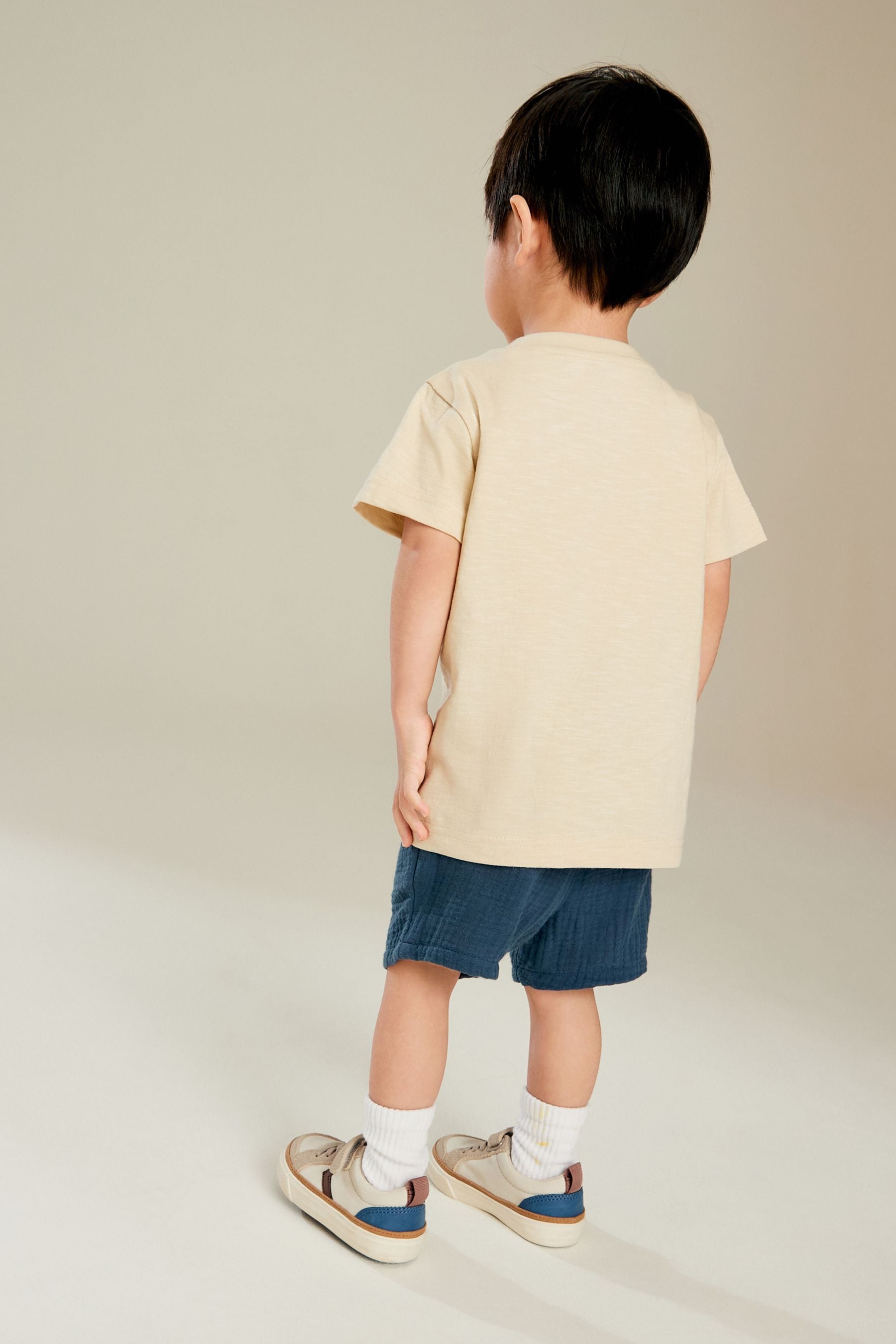 Navy Soft Textured Cotton Shorts (3mths-7yrs)