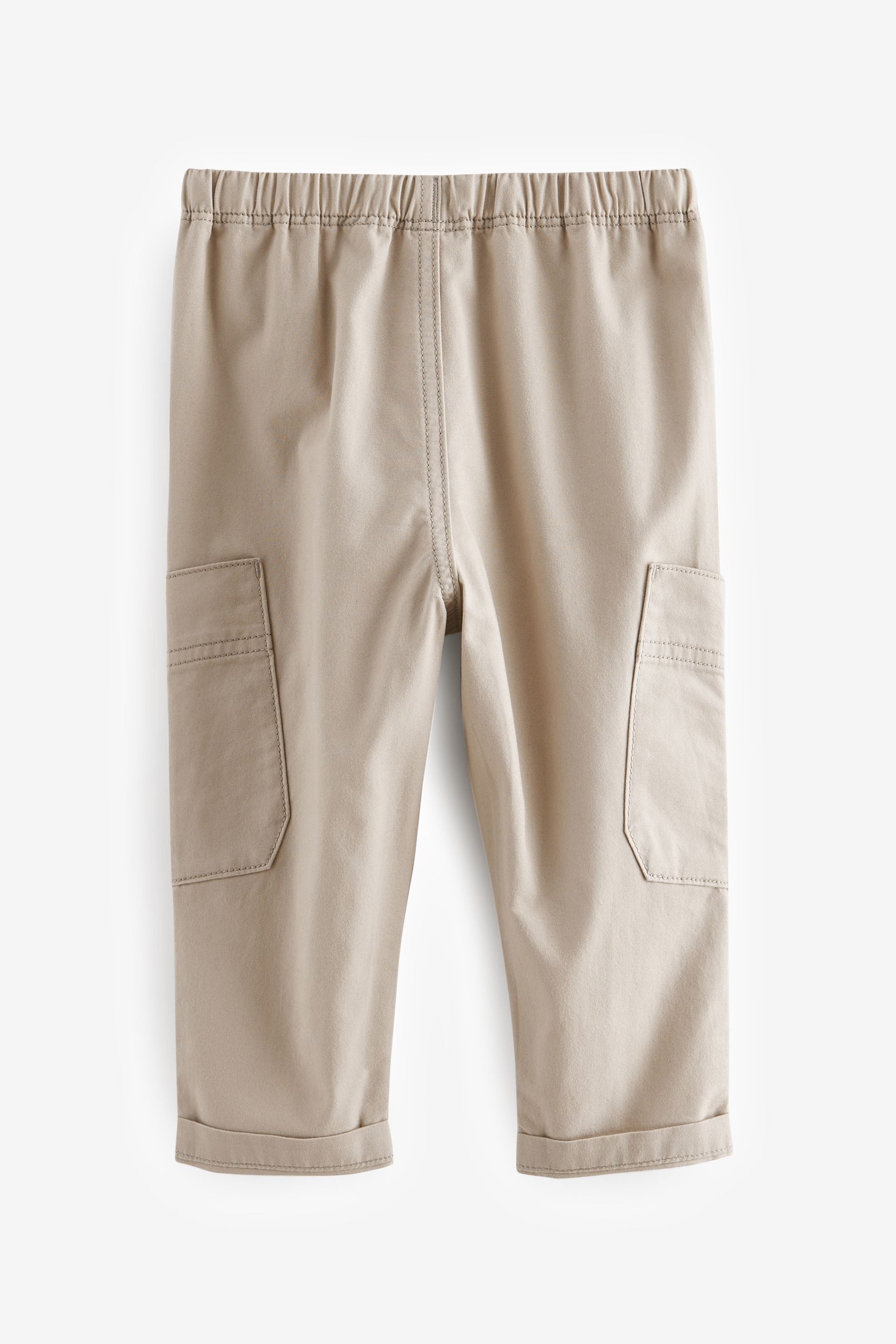 Neutral Cream 100% Cotton Side Pocket Pull-On Trousers (3mths-7yrs)