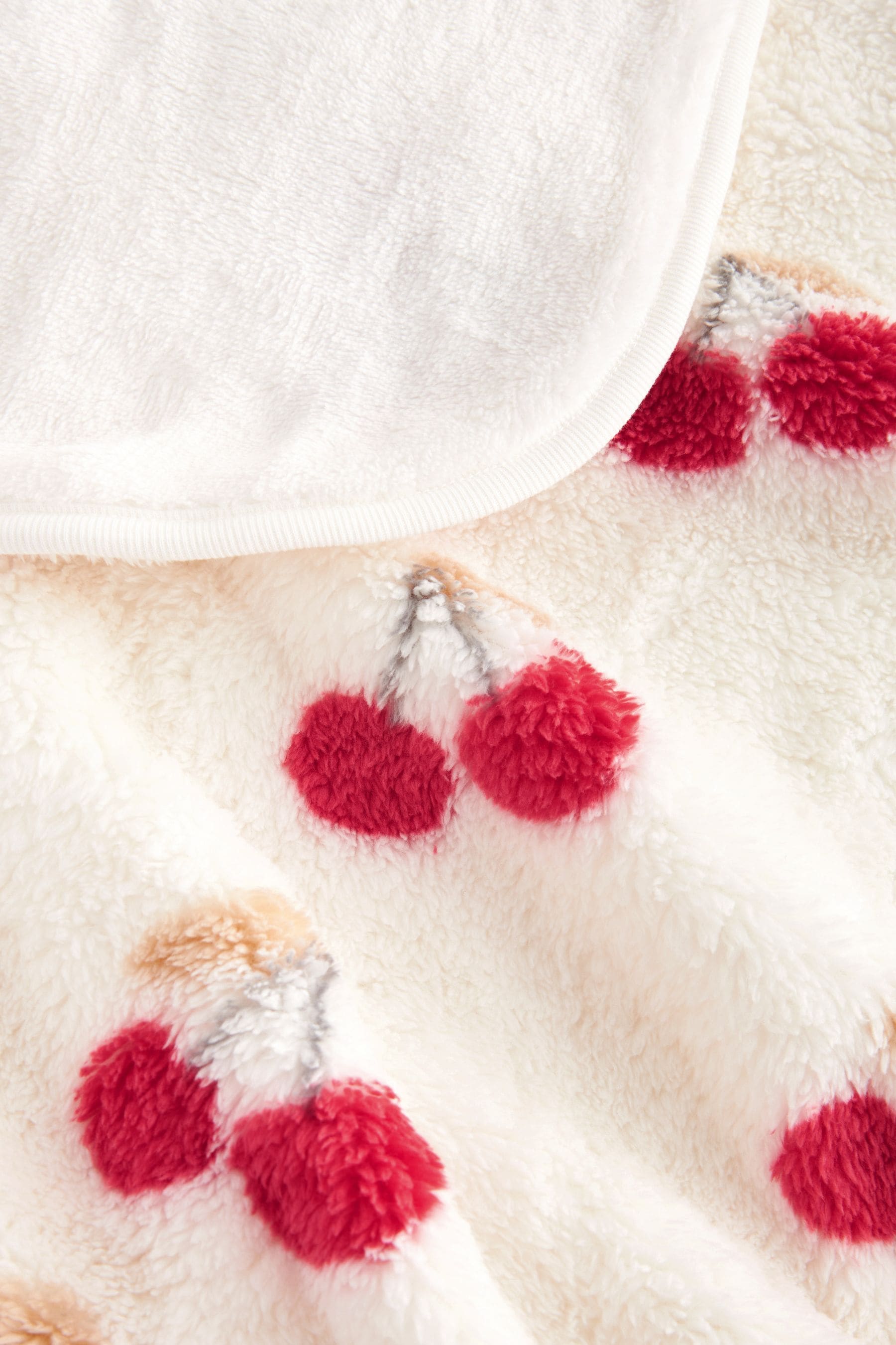 Cream Cherry Fleece Baby Blanket