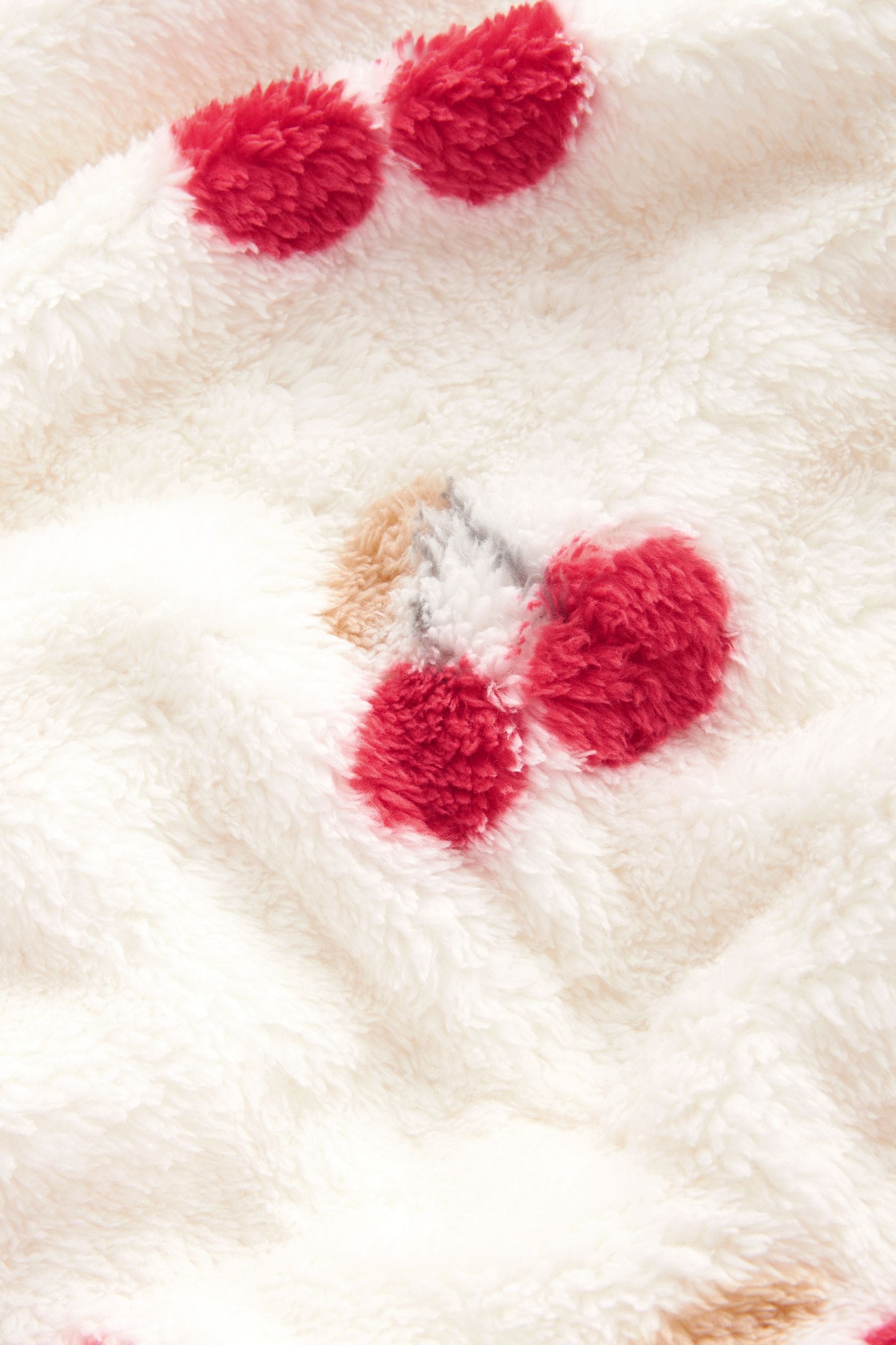 Cream Cherry Fleece Baby Blanket