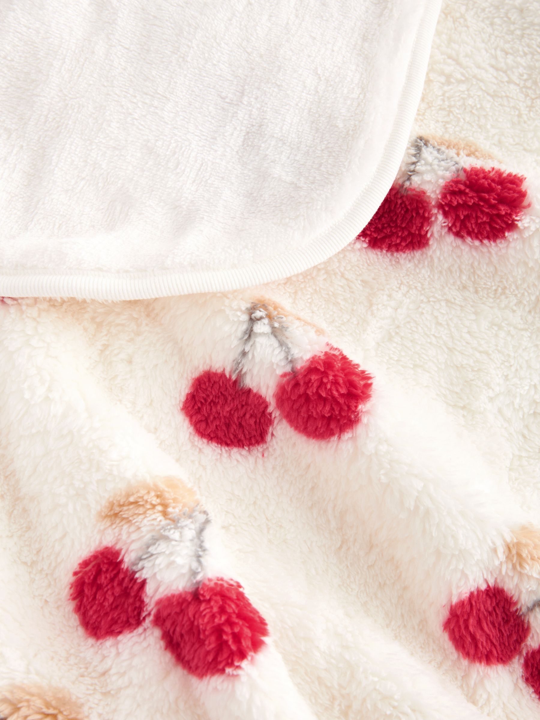 Cream Cherry Fleece Baby Blanket