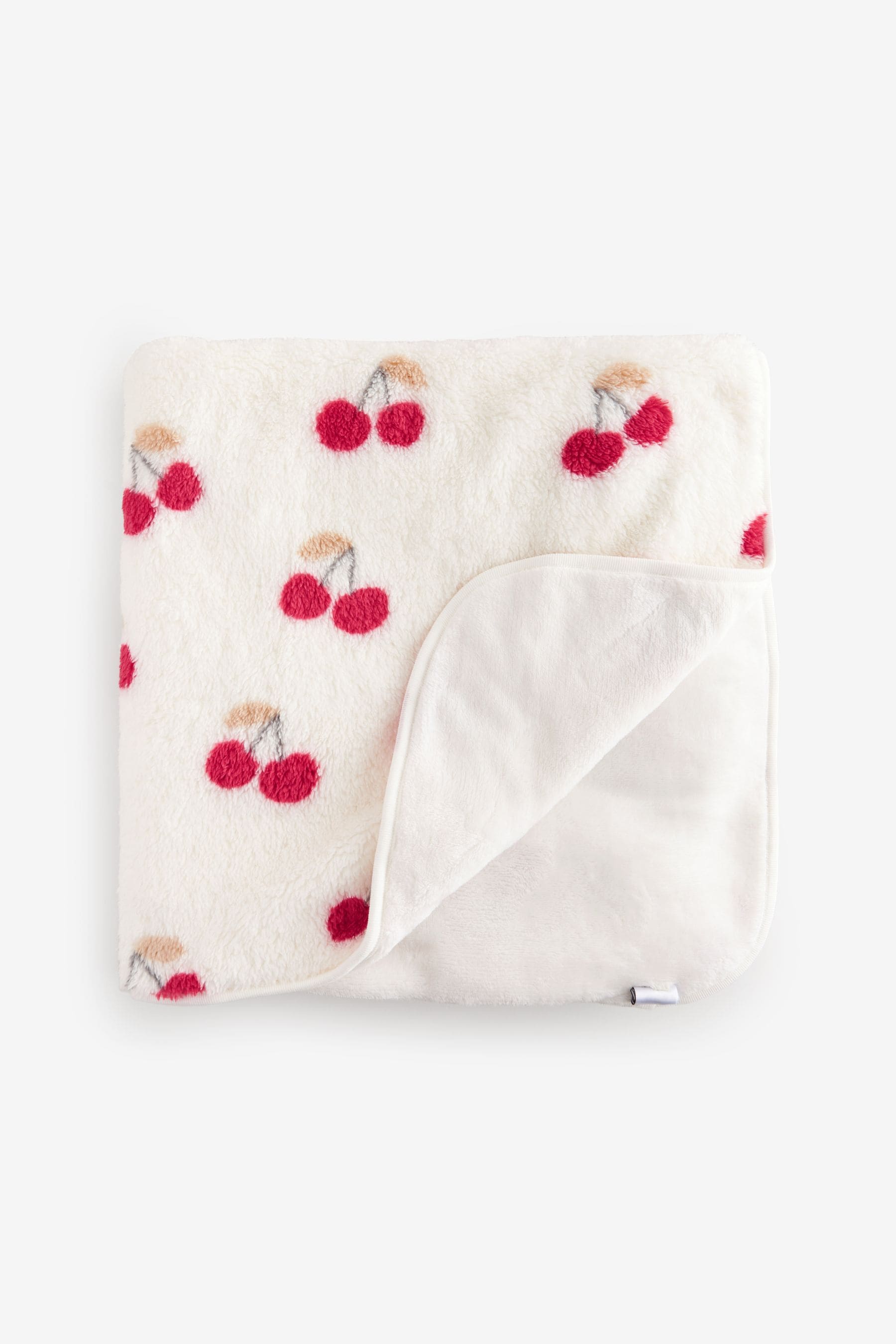 Cream Cherry Fleece Baby Blanket