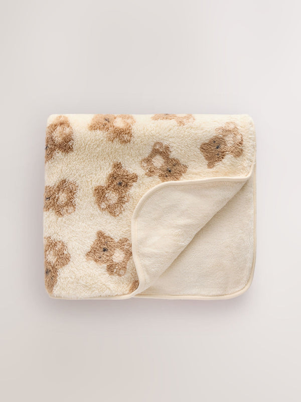 Cream Bear Fleece Baby Blanket