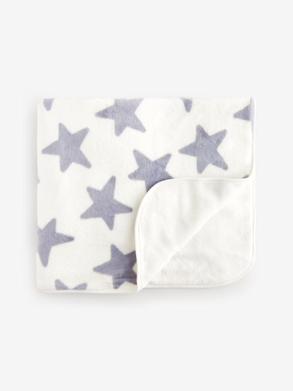 White Grey Star Fleece Baby Blanket