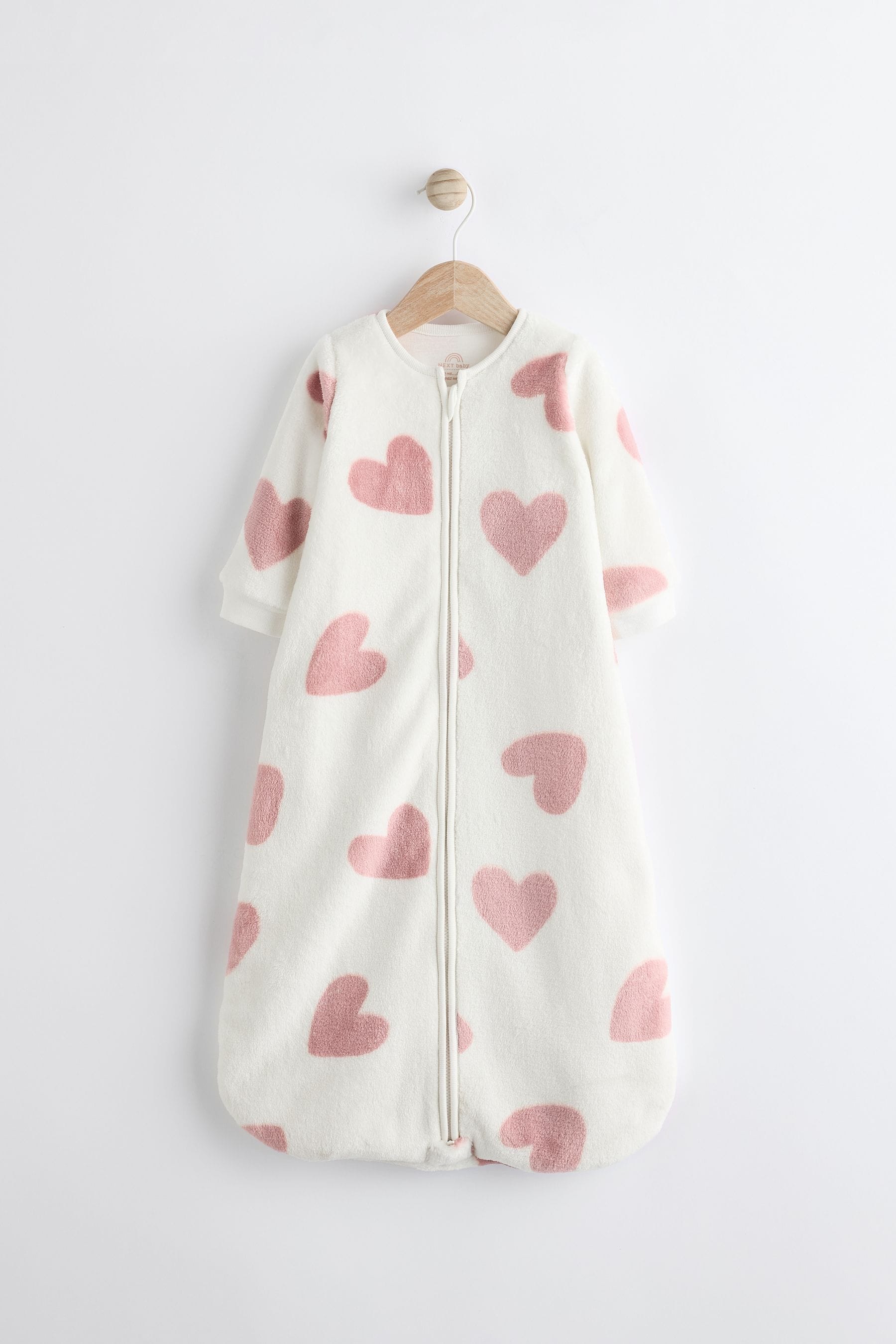 Pink Heart 2.5 Tog Fleece Long Sleeve Sleep Bag