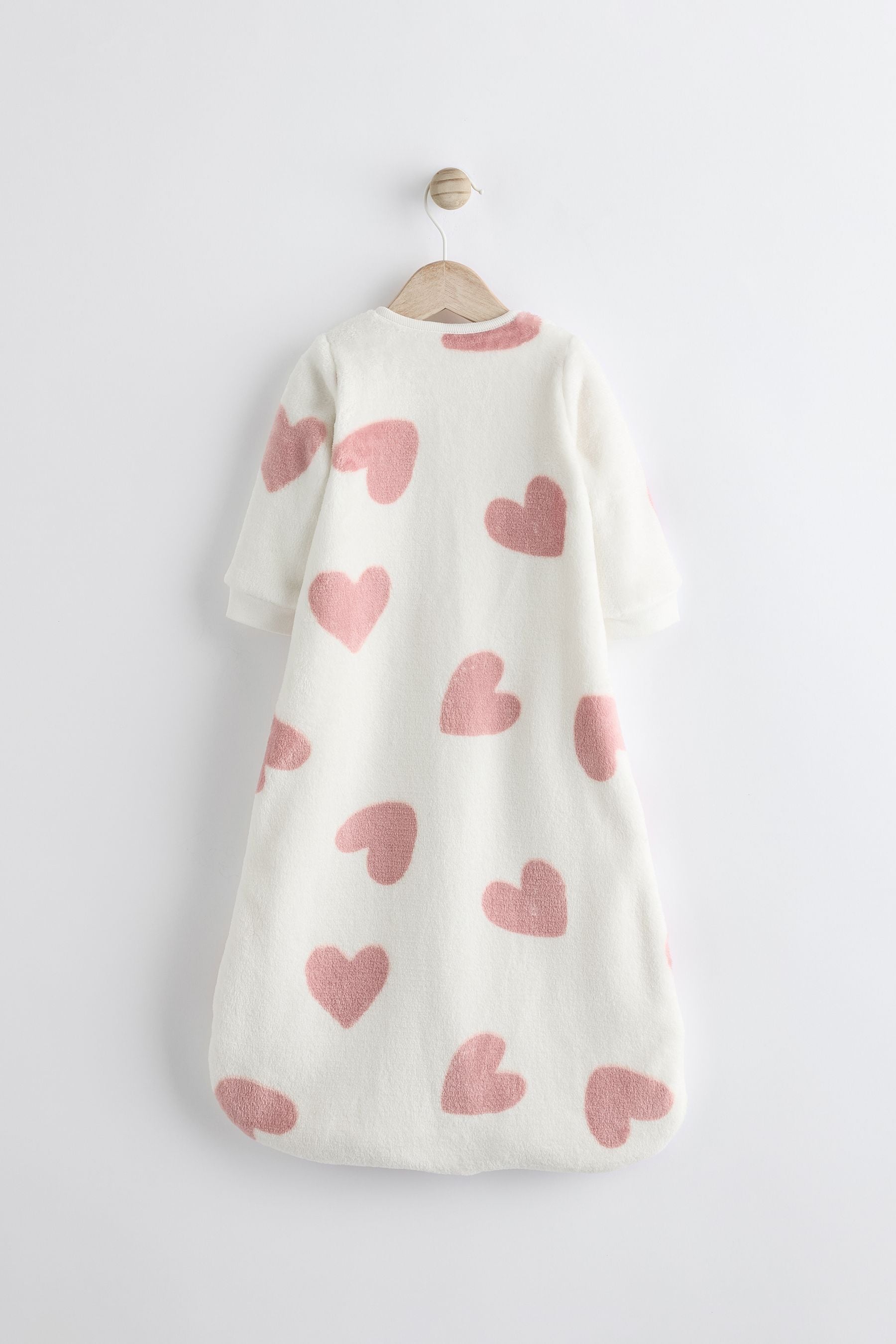 Pink Heart 2.5 Tog Fleece Long Sleeve Sleep Bag