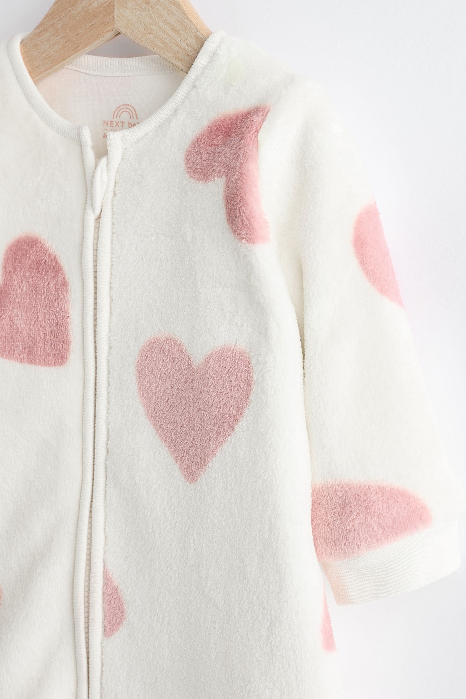 Pink Heart 2.5 Tog Fleece Long Sleeve Zip Sleep Bag