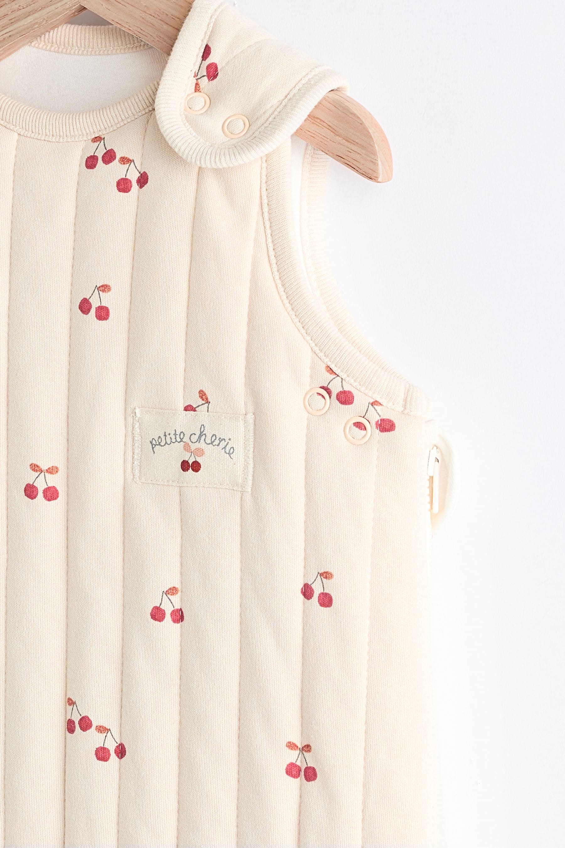 Natural Quilted Cherry Baby 2.5 Tog 100% Cotton Sleep Bag