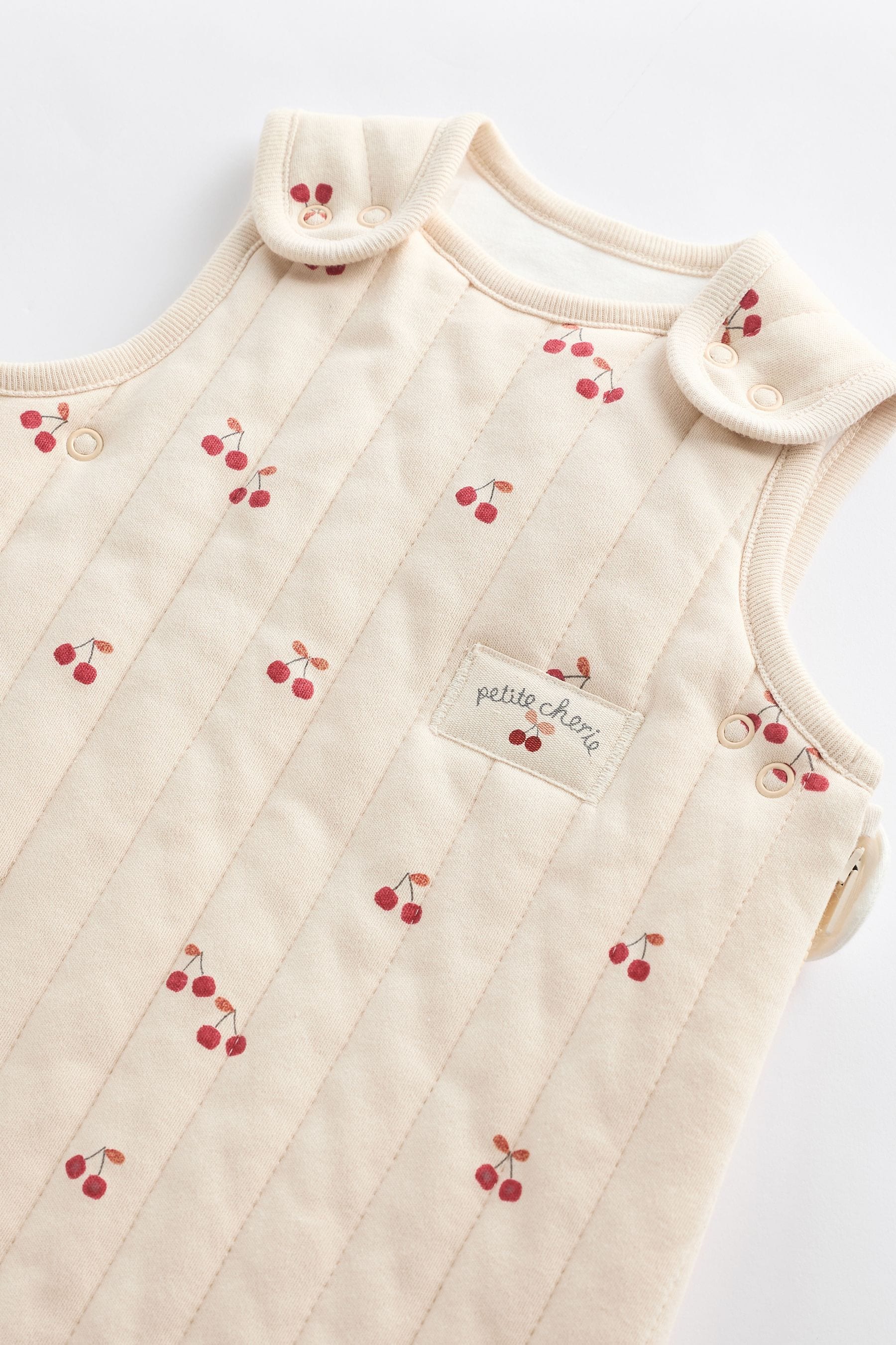 Natural Quilted Cherry Baby 2.5 Tog 100% Cotton Sleep Bag