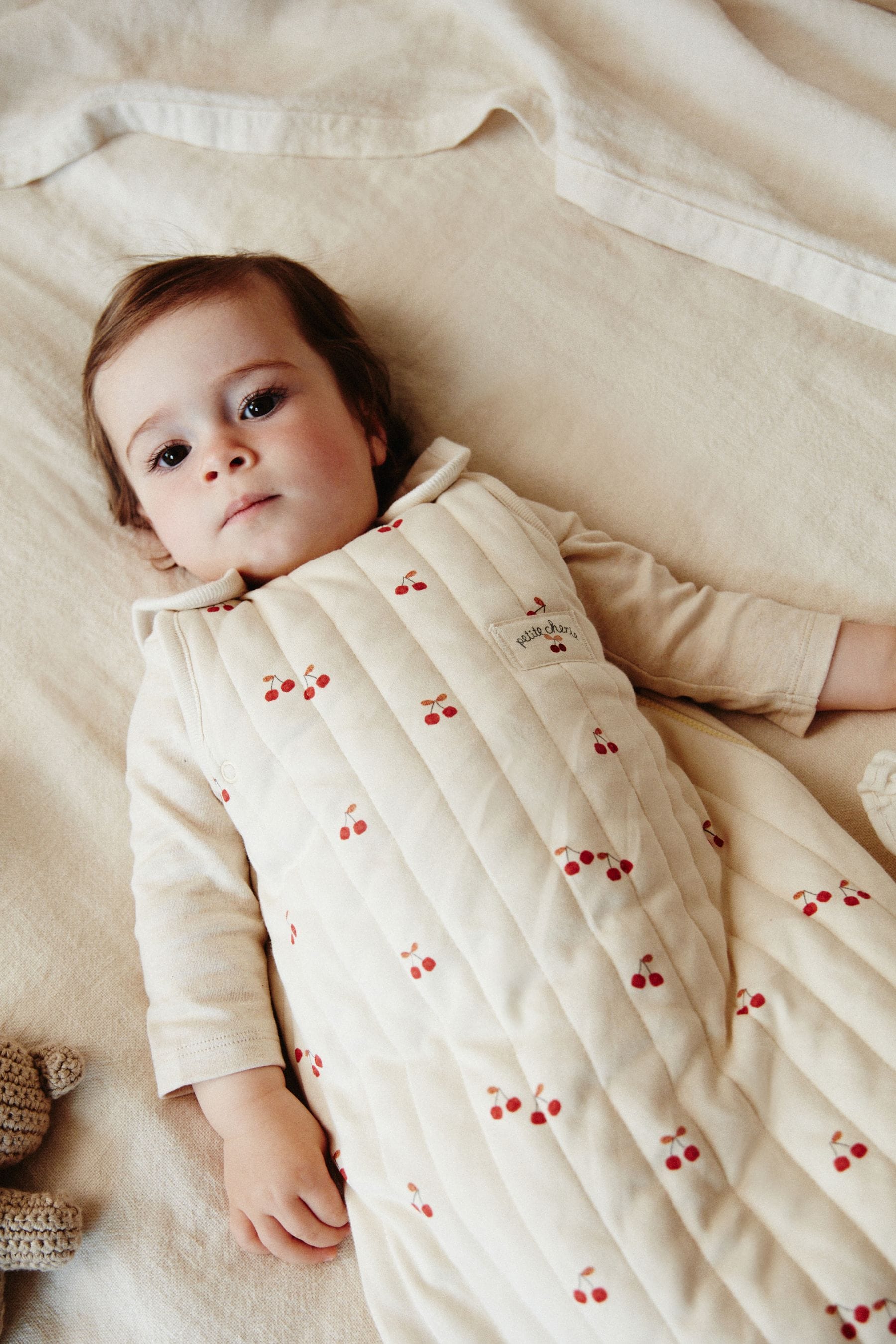 Natural Quilted Cherry Baby 2.5 Tog 100% Cotton Sleep Bag