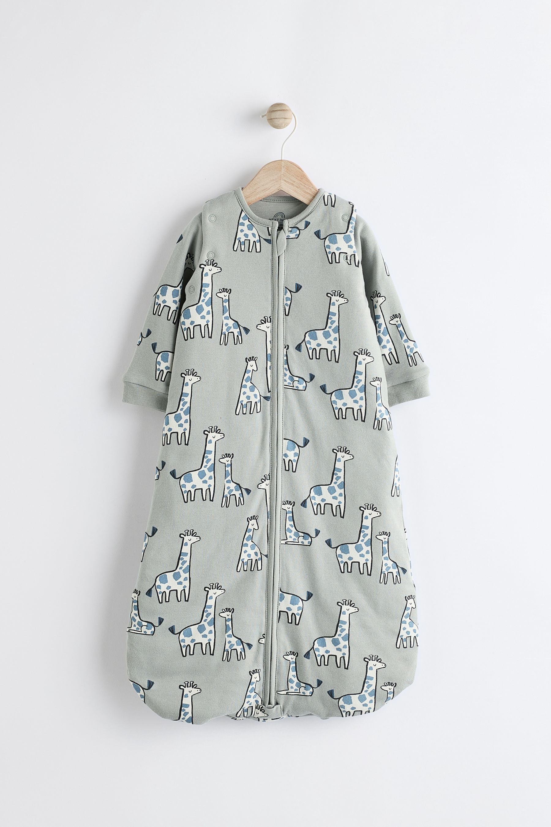 Grey Giraffe Print 2.5 Tog Removable Sleeve 100% Cotton Sleep Bag