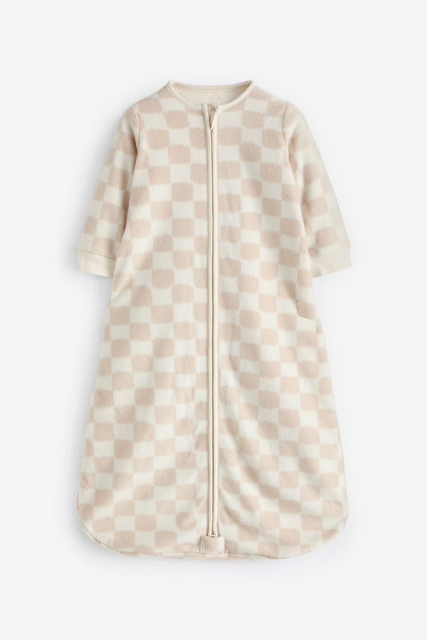 Neutral Checkerboard 2.5 Tog Fleece Long Sleeve Sleep Bag