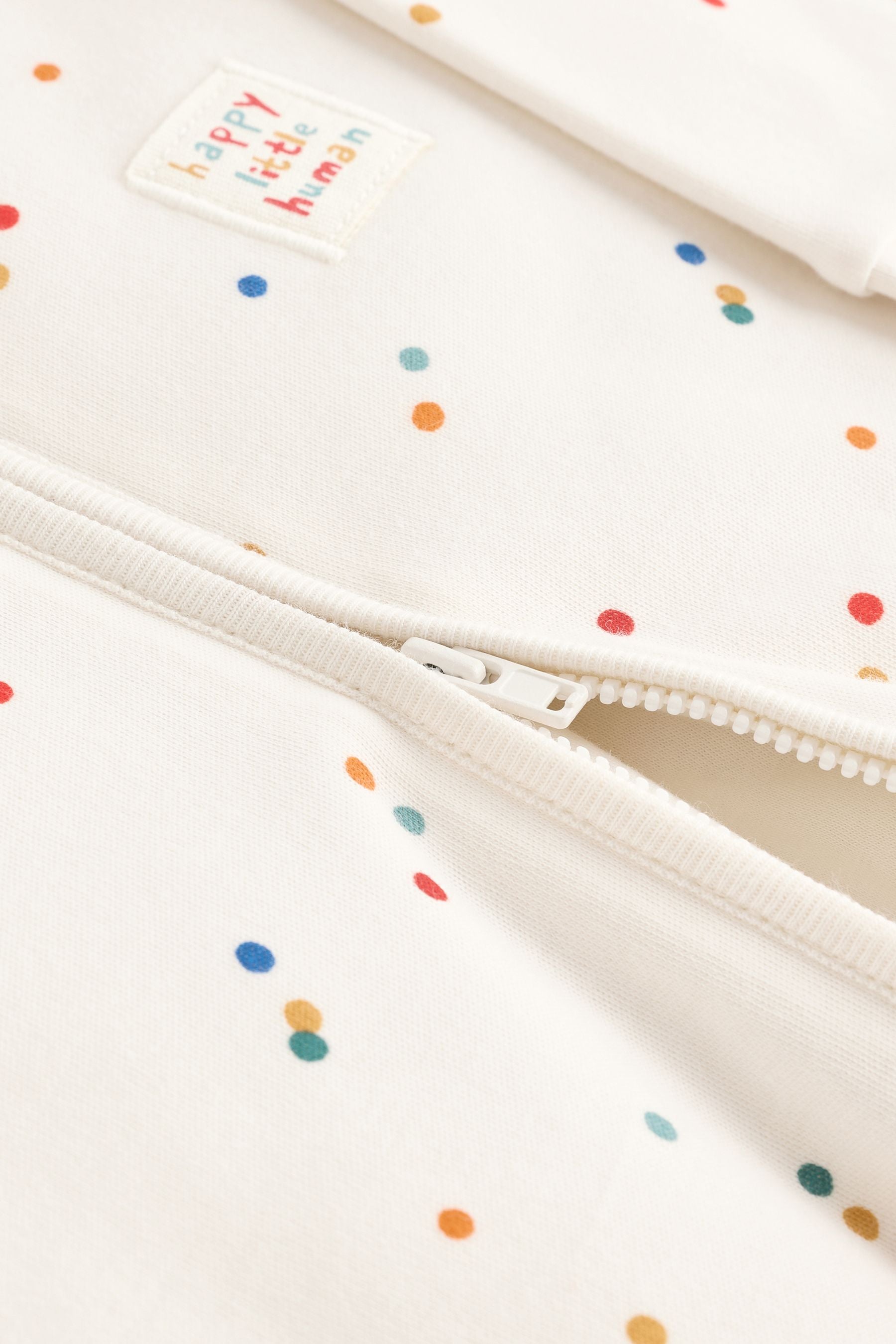 Natural Multi Spot Baby 2.5 Tog Detachable Sleeve 100% Cotton Sleep Bag