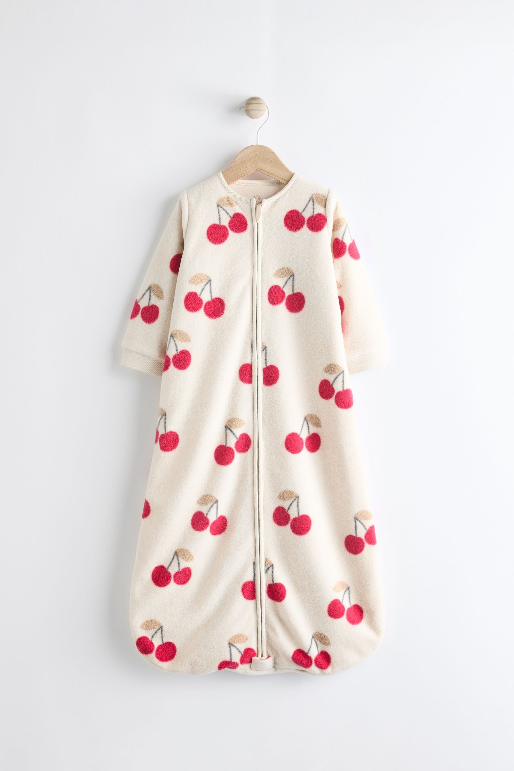 Natural Cherry Print 2.5 Tog Fleece Long Sleeve Sleep Bag