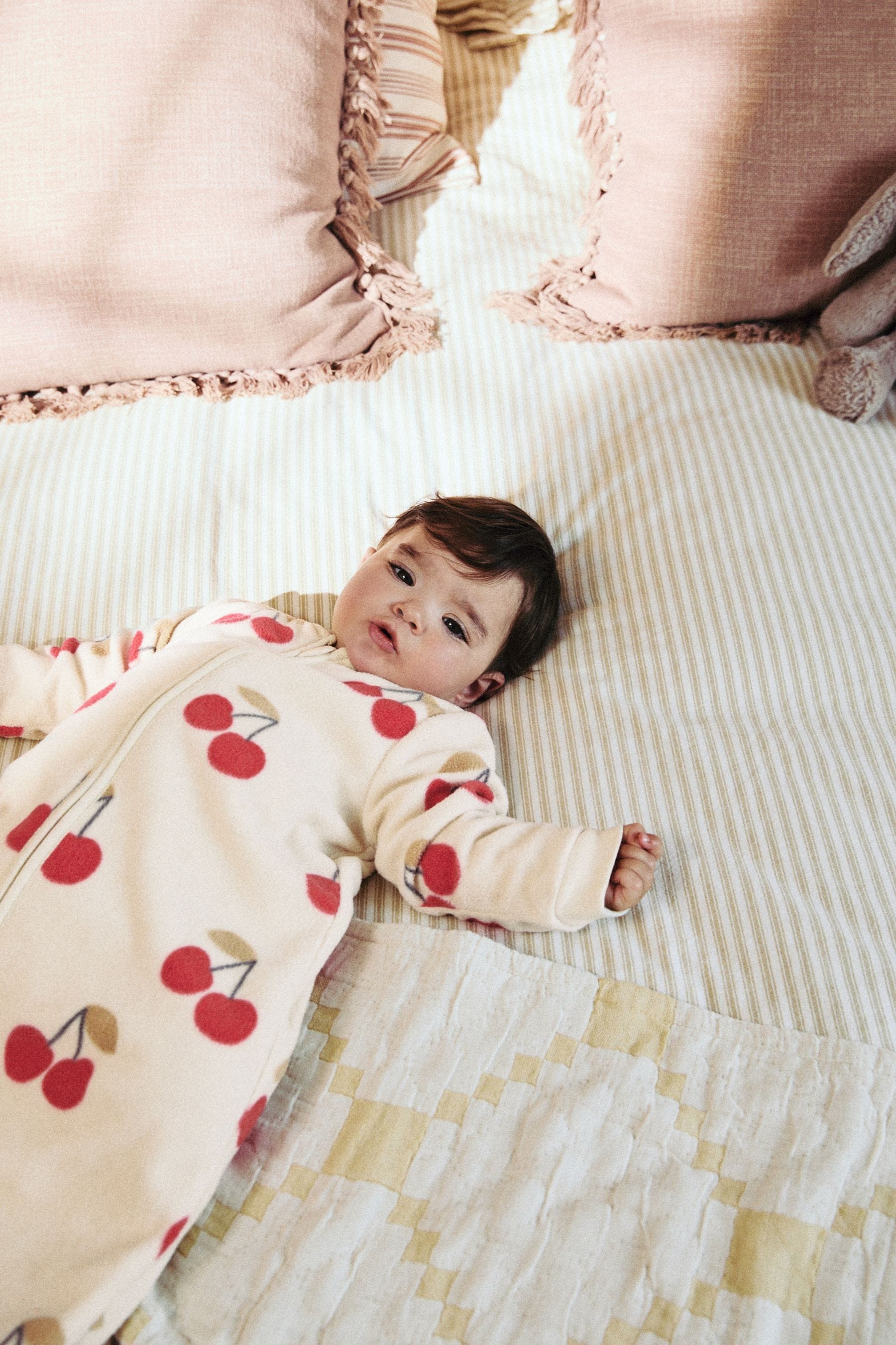 Natural Cherry Print 2.5 Tog Fleece Long Sleeve Zip Sleep Bag