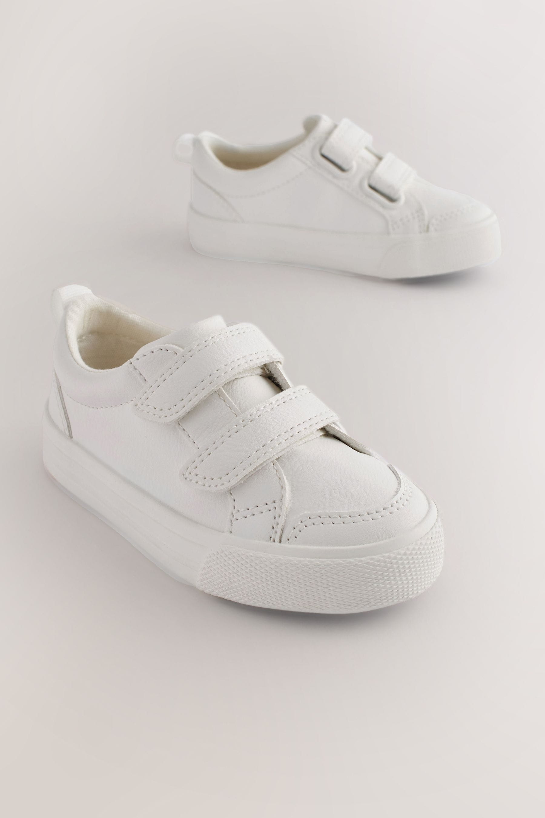 White Wide Fit (G) Two Strap Touch Fastening Trainers