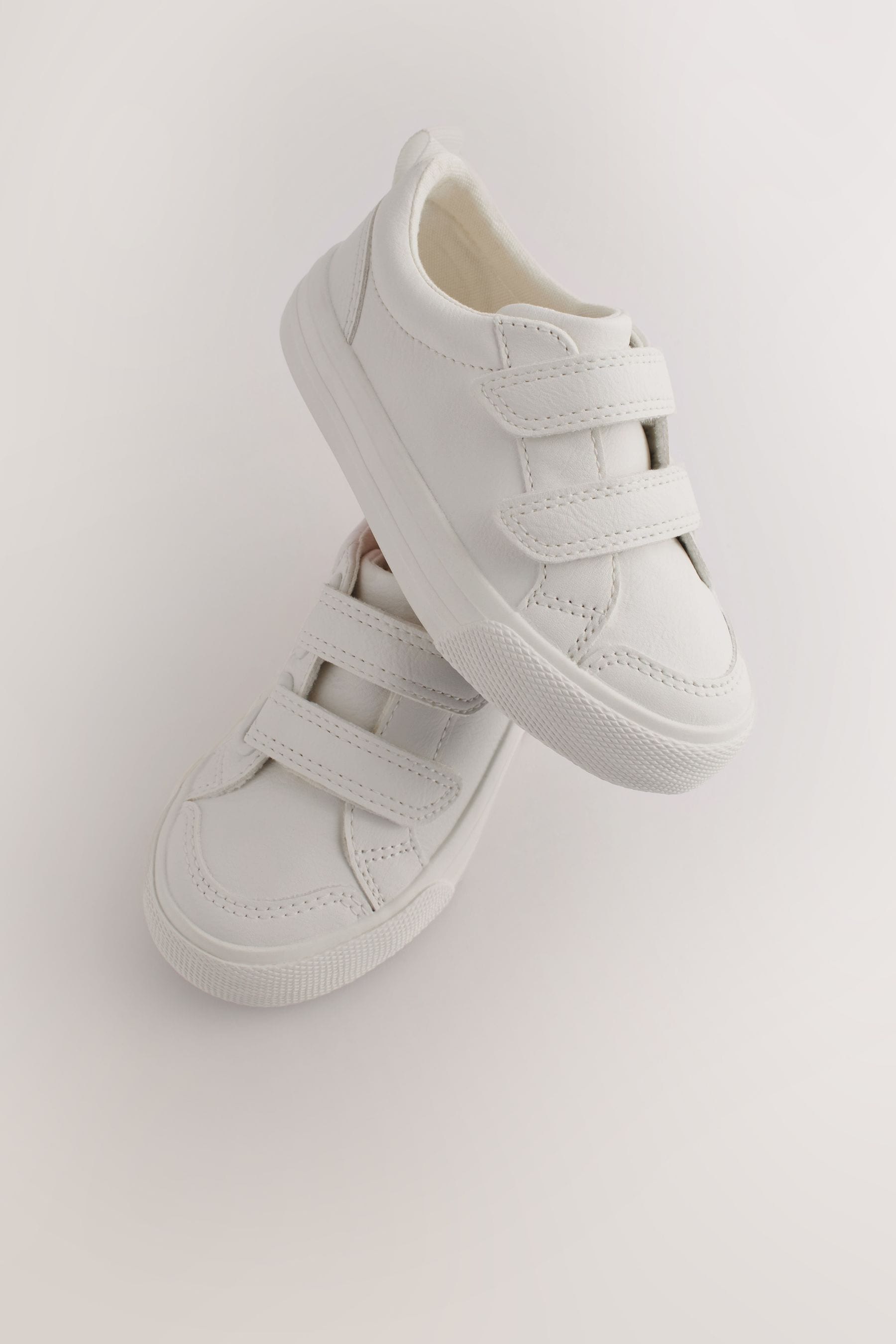 White Wide Fit (G) Two Strap Touch Fastening Trainers