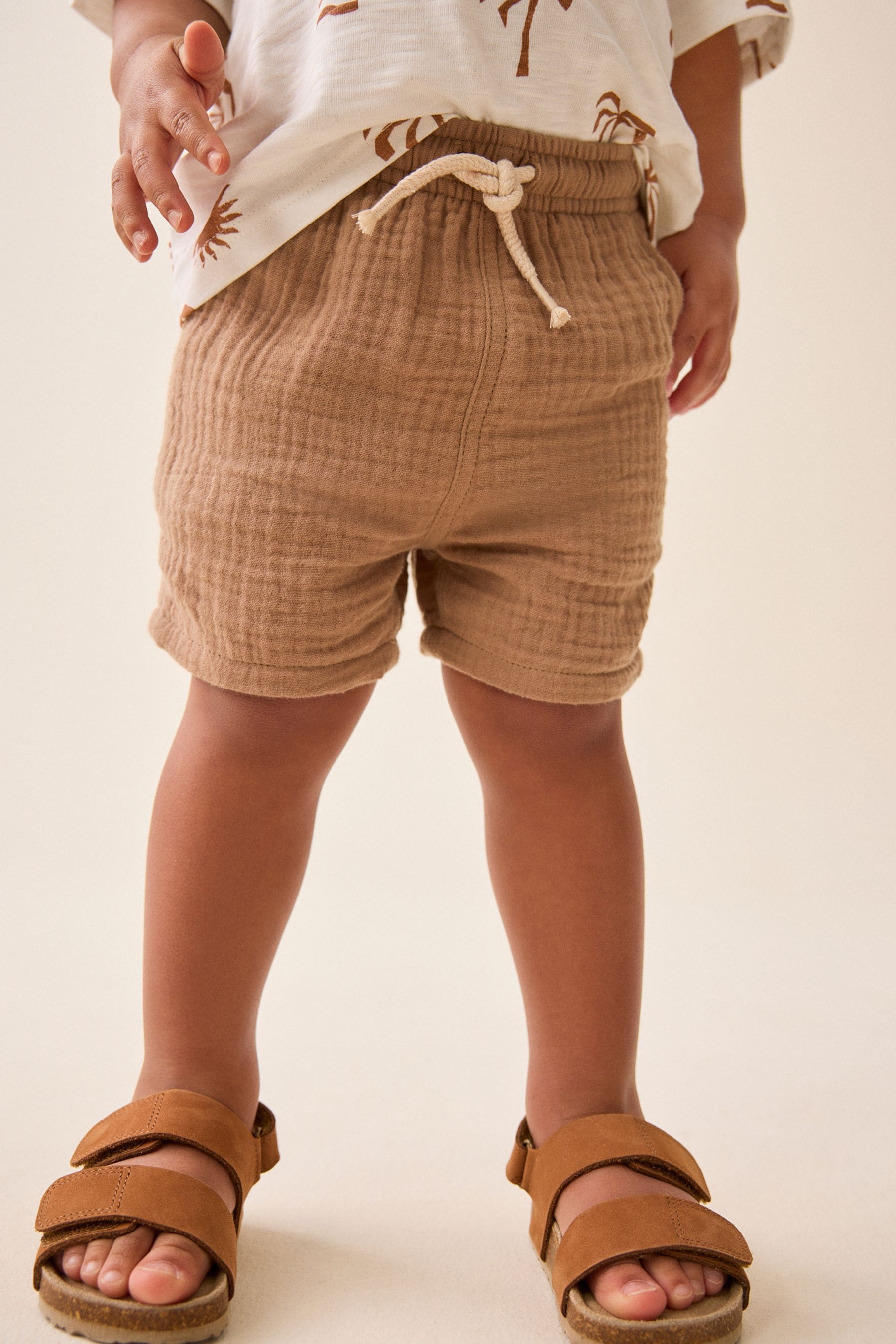 Tan Brown Soft Textured Cotton Shorts (3mths-7yrs)