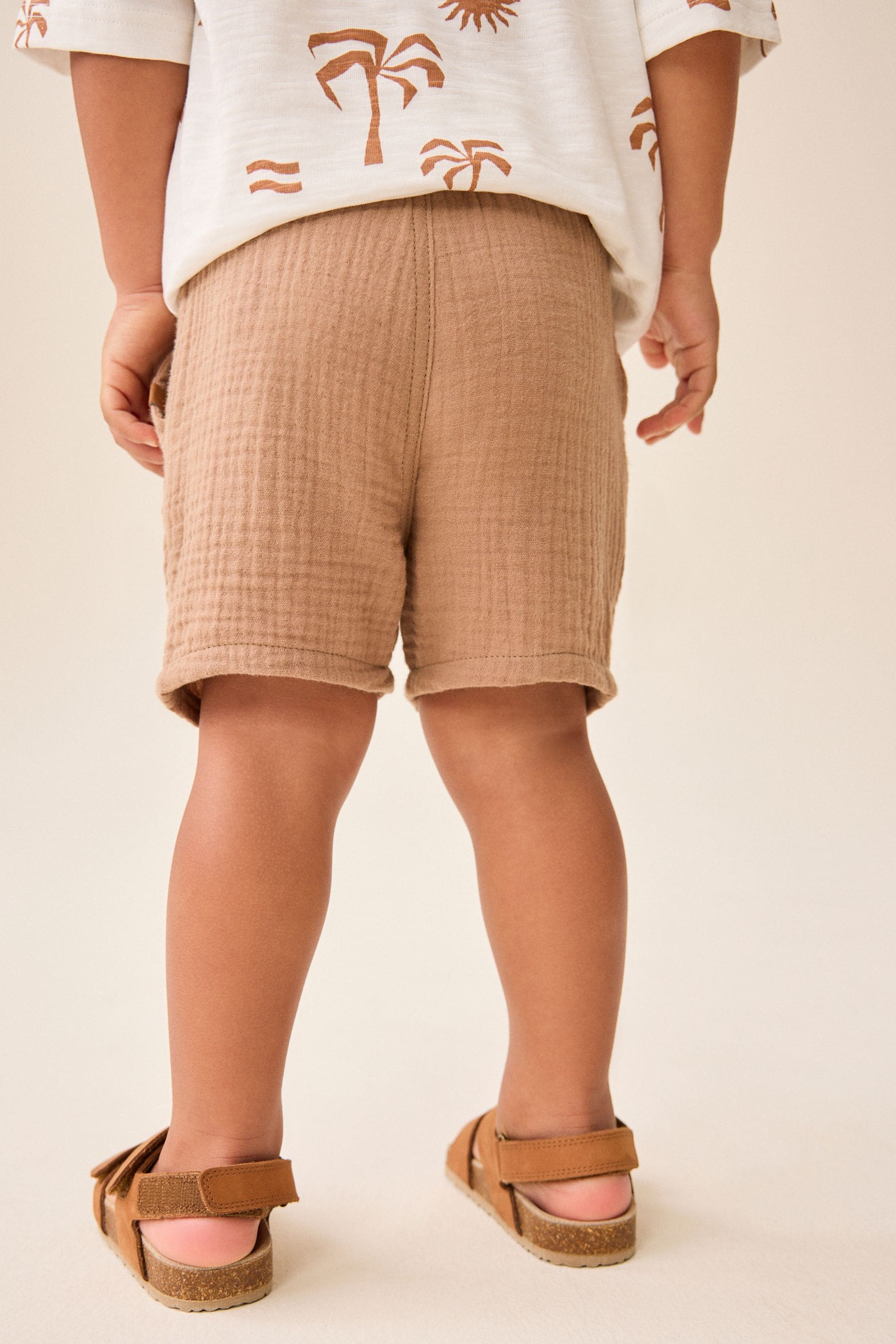 Tan Brown Soft Textured Cotton Shorts (3mths-7yrs)