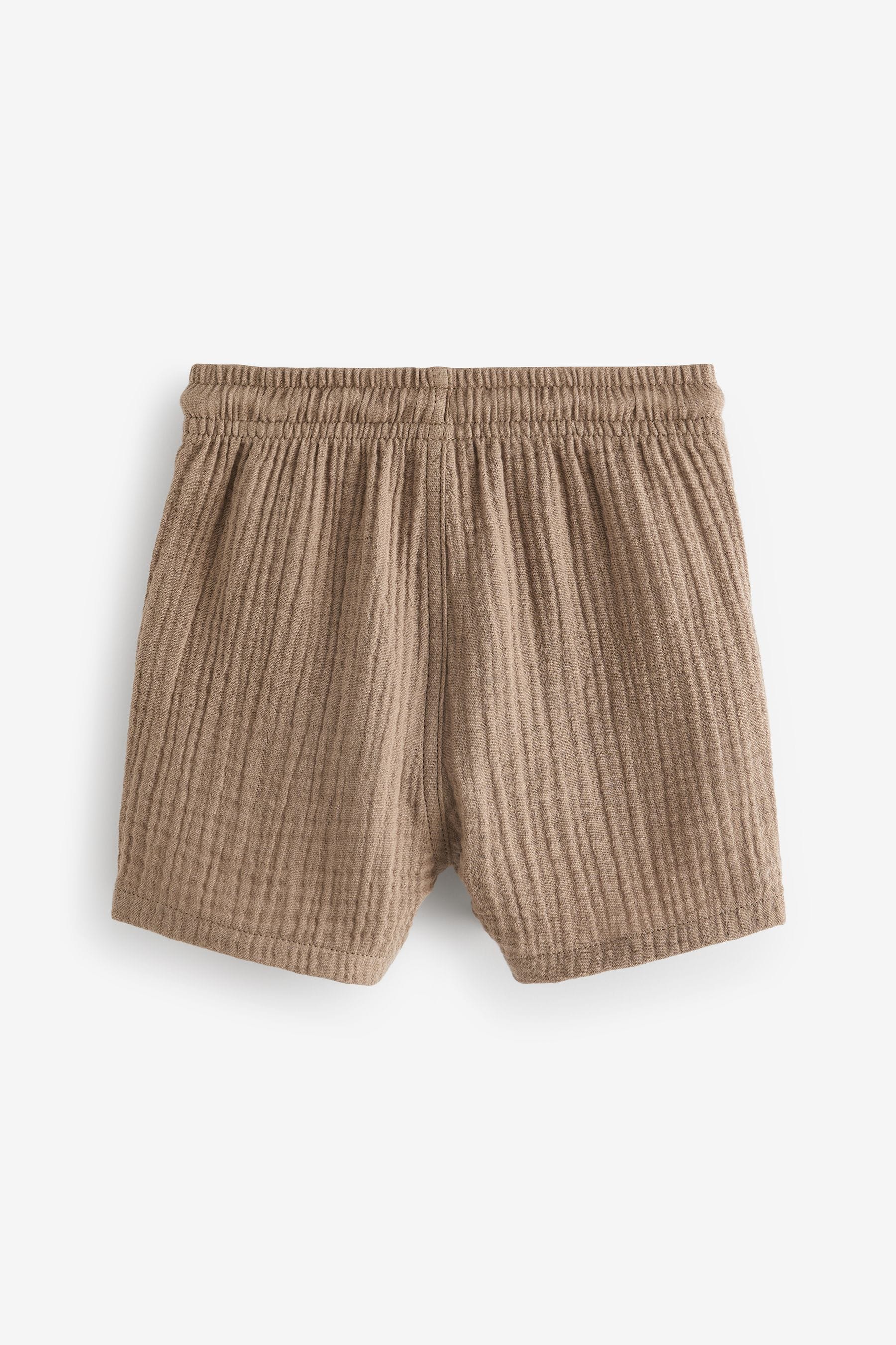 Tan Brown Soft Textured Cotton Shorts (3mths-7yrs)