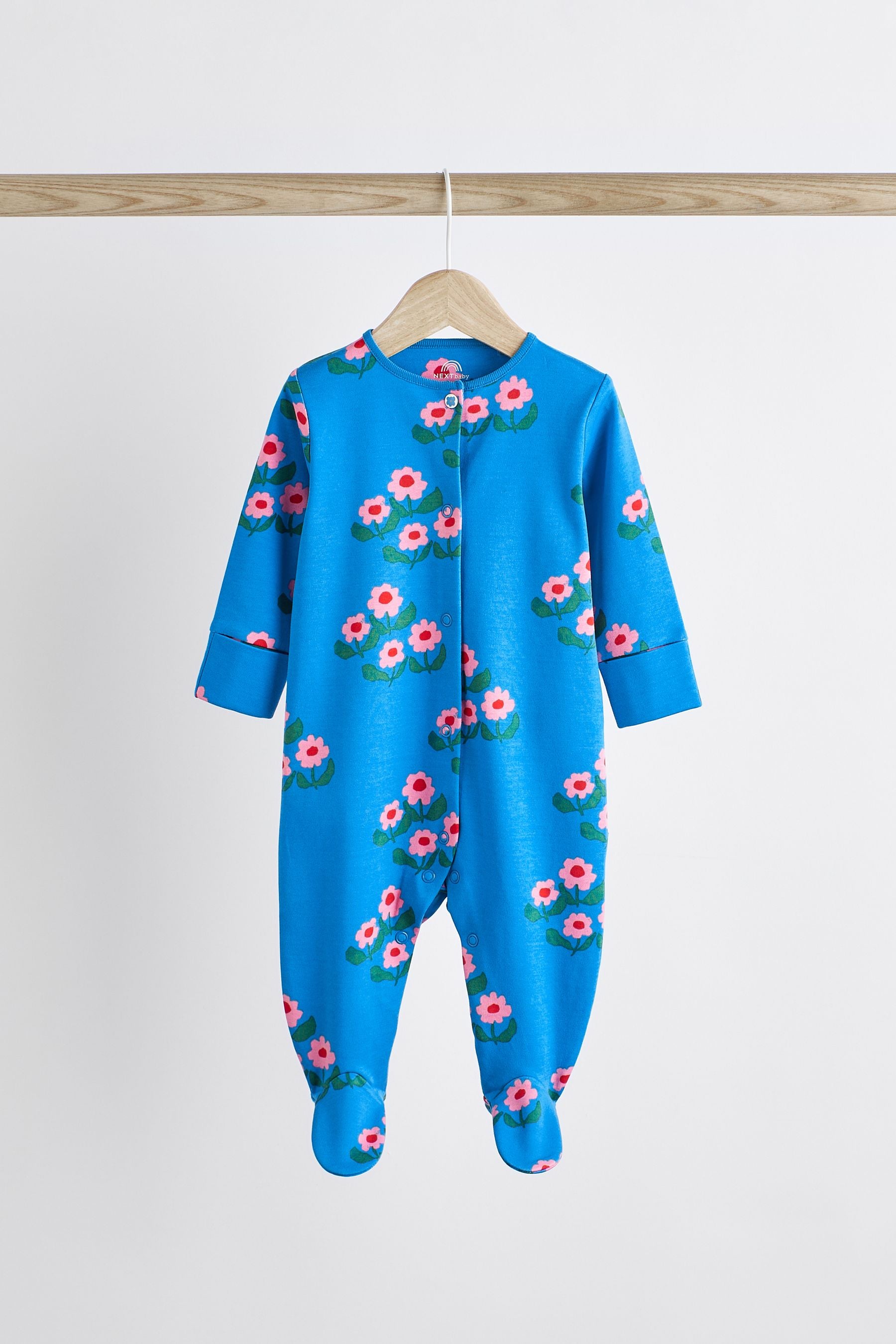 Multi Bright Baby 4 Pack Footed Sleepsuits (0-3yrs)