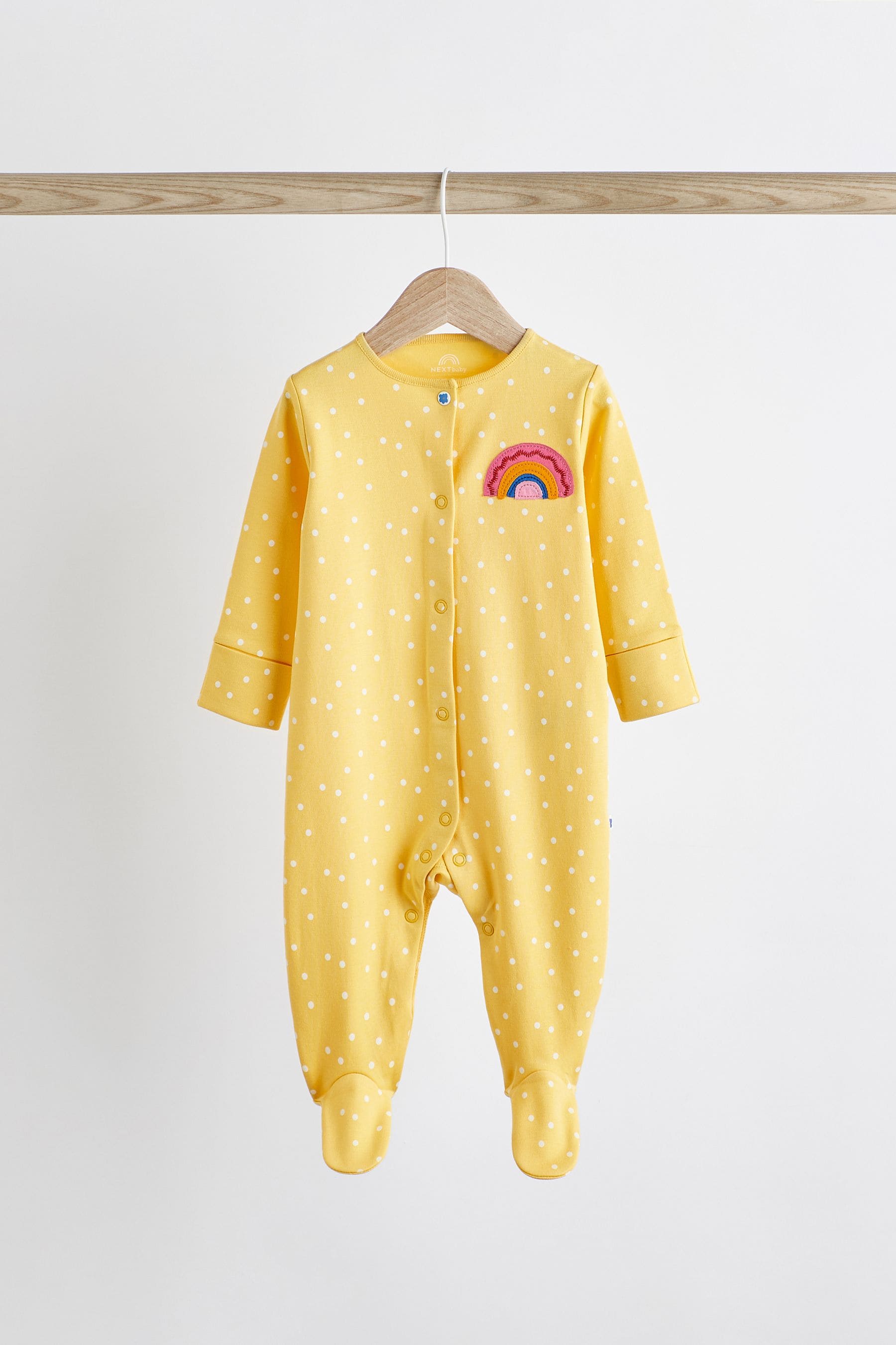 Multi Bright Baby 4 Pack Footed Sleepsuits (0-3yrs)