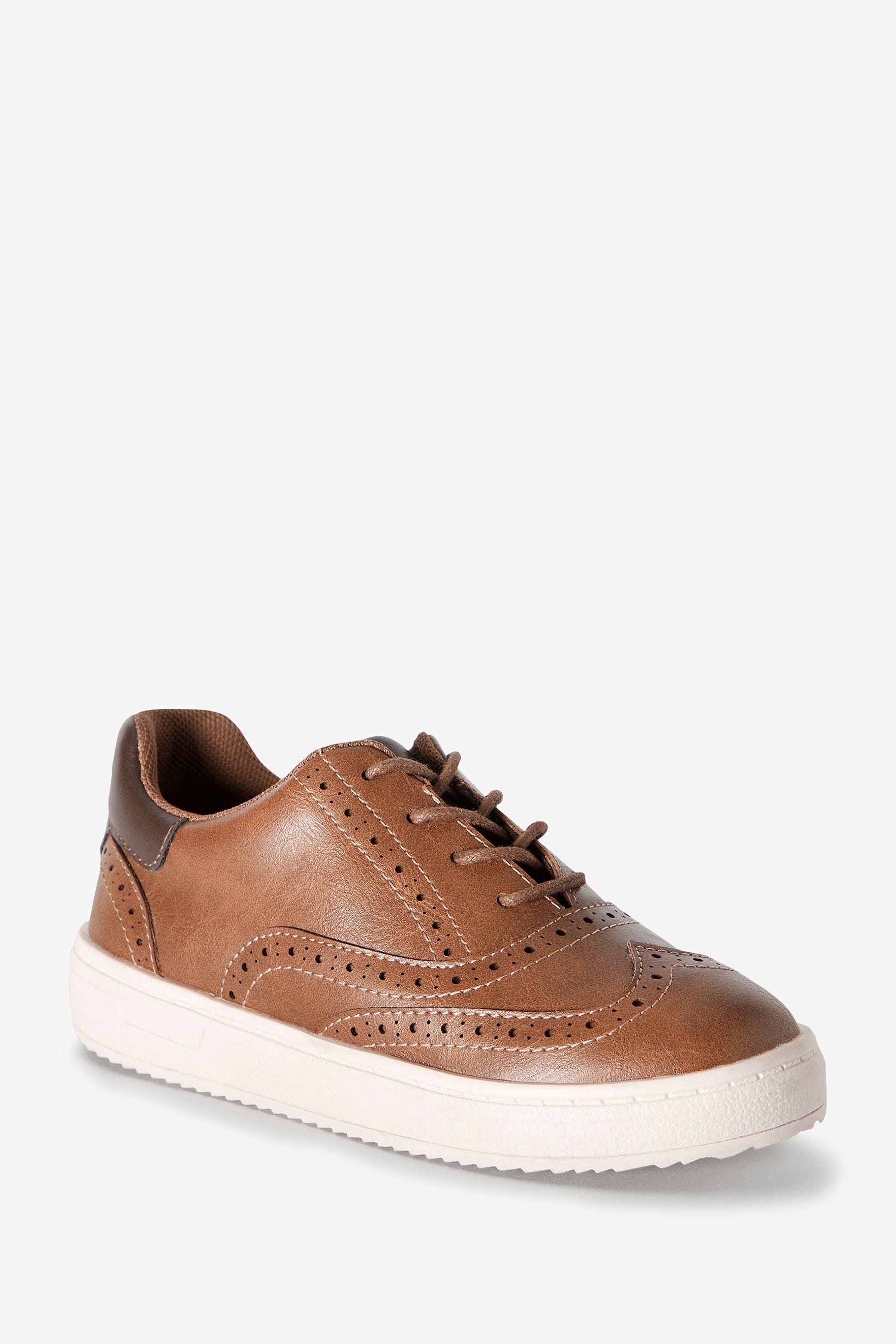 Tan Brown Lace-Up Brogue Shoes