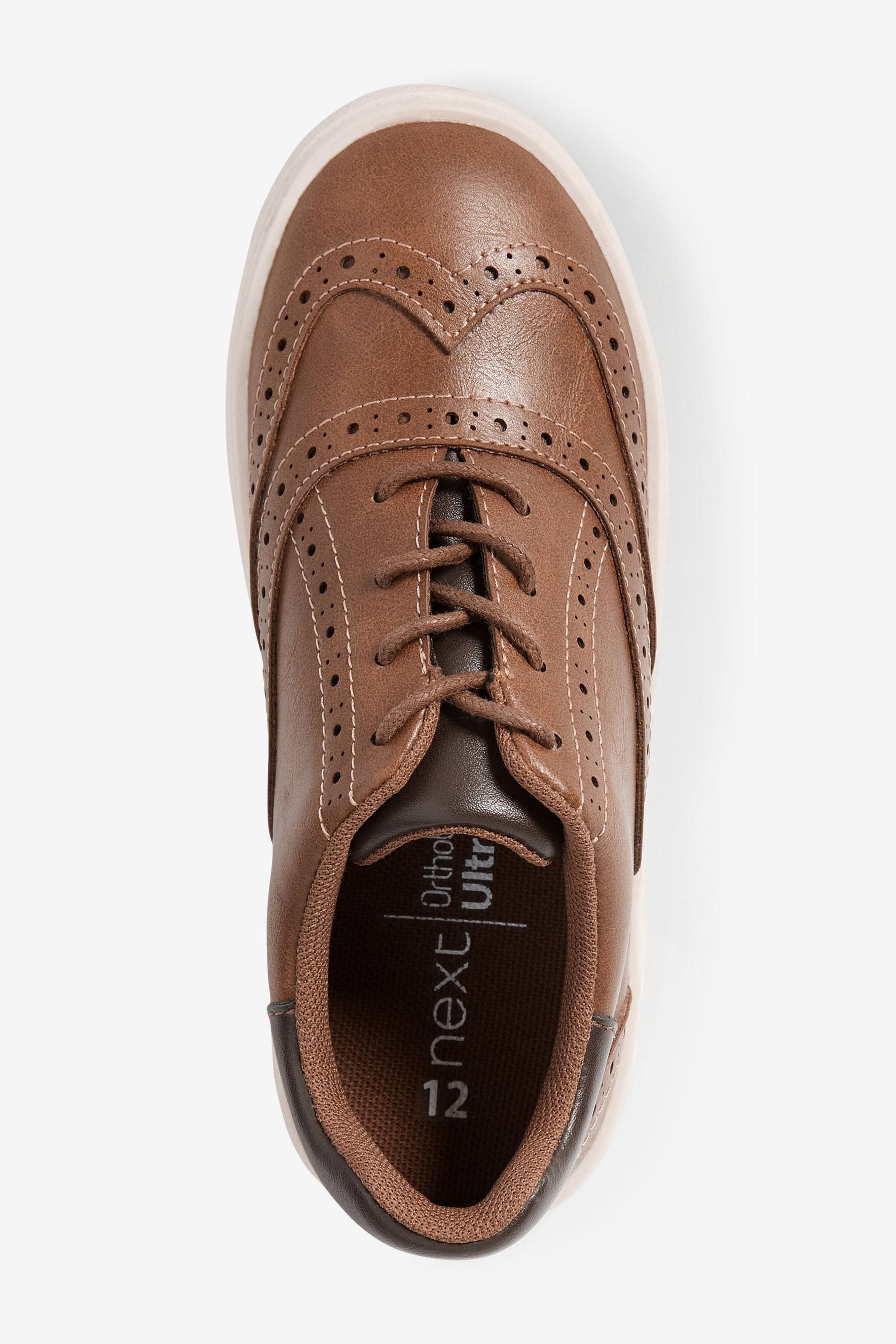 Tan Brown Lace-Up Brogue Shoes