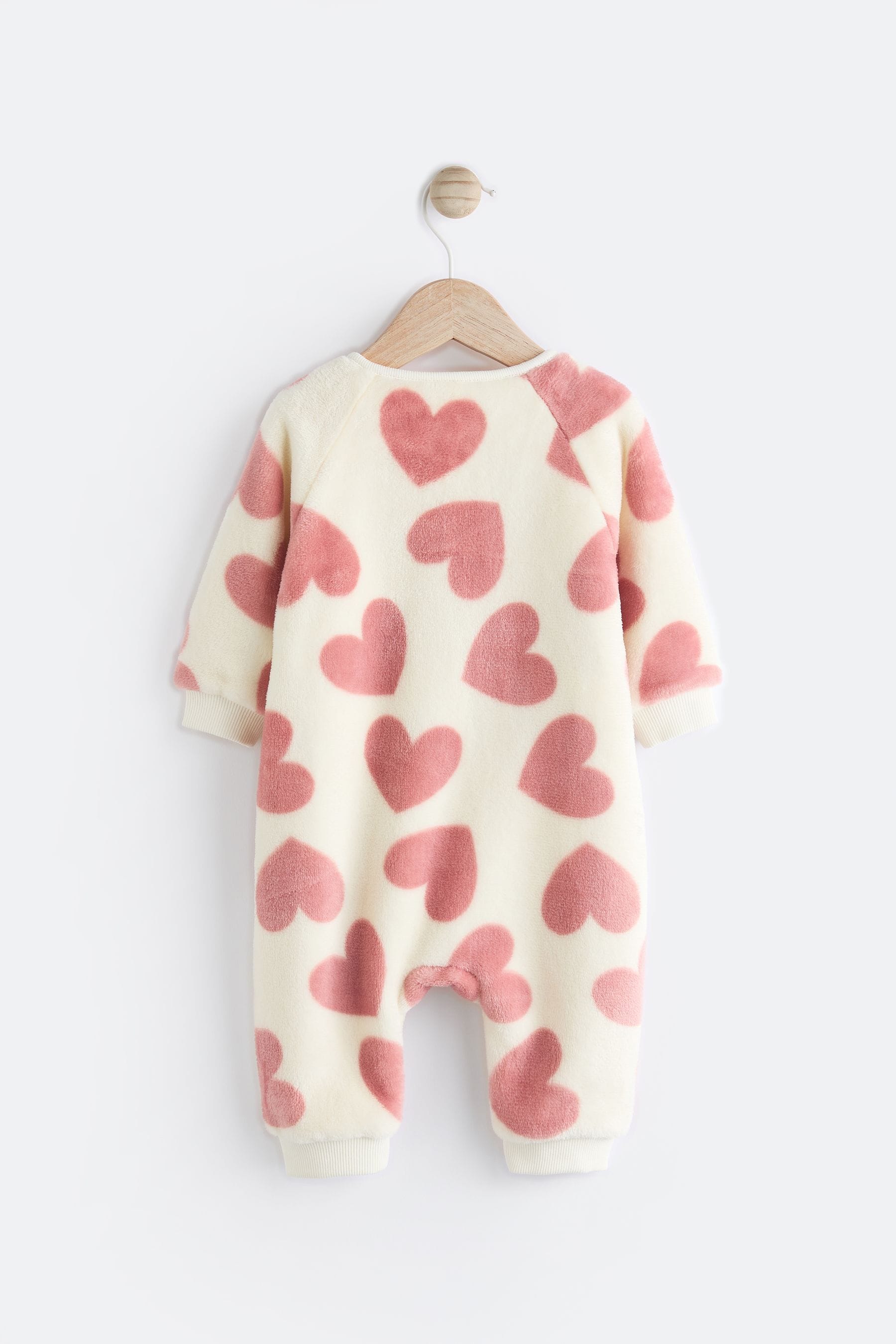 Pink Heart Baby Fleece Sleepsuit