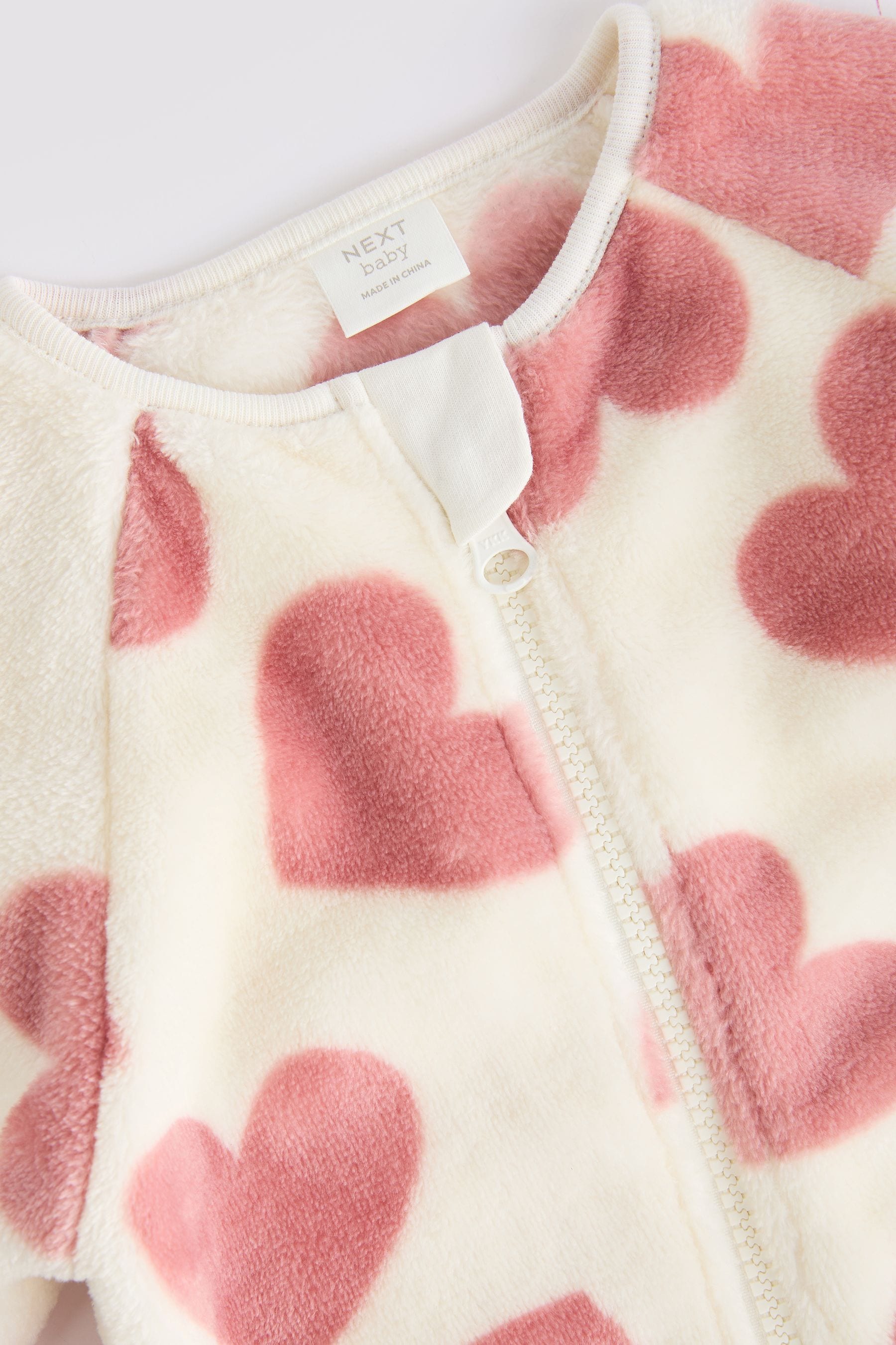 Pink Heart Baby Fleece Sleepsuit