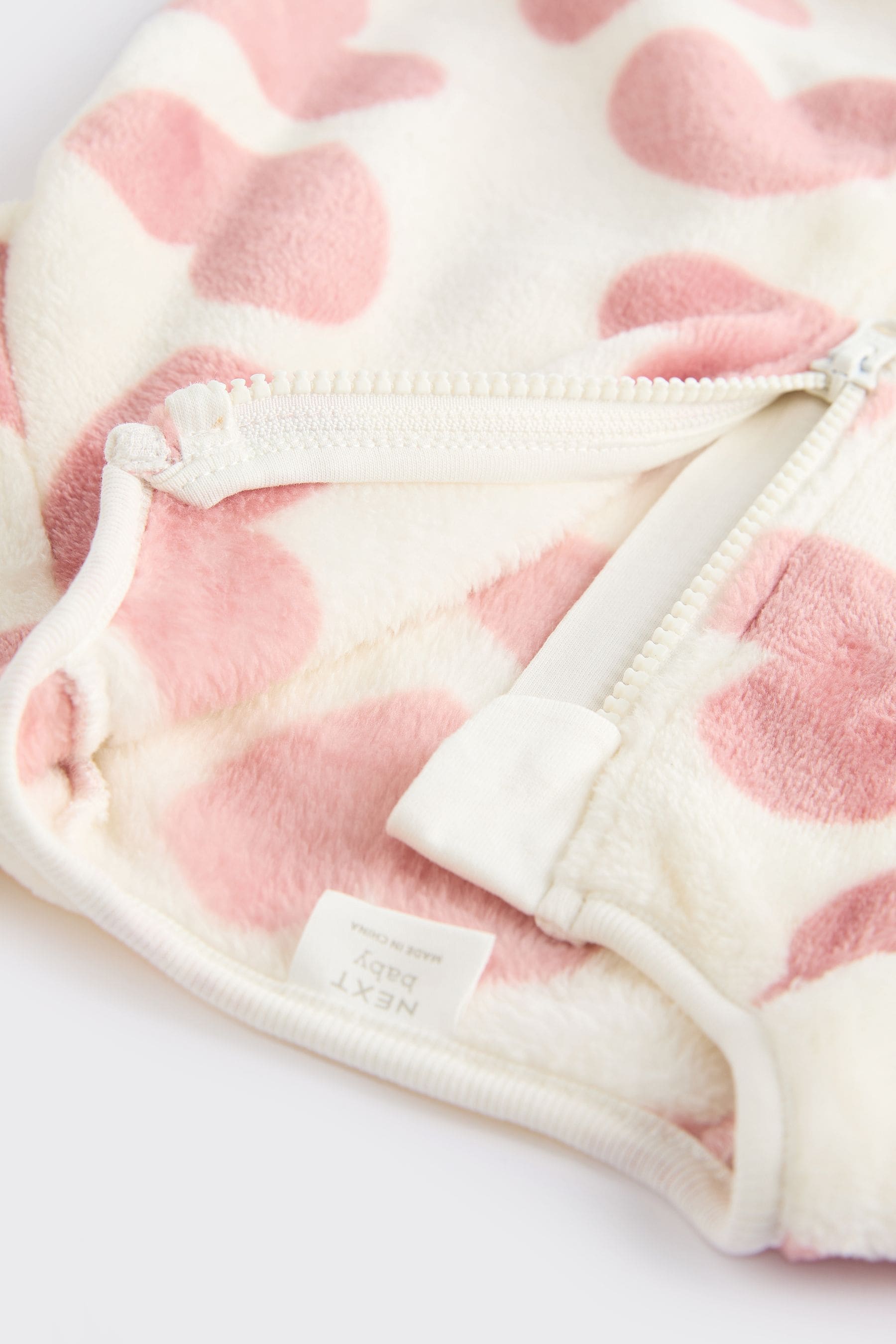 Pink Heart Baby Fleece Sleepsuit