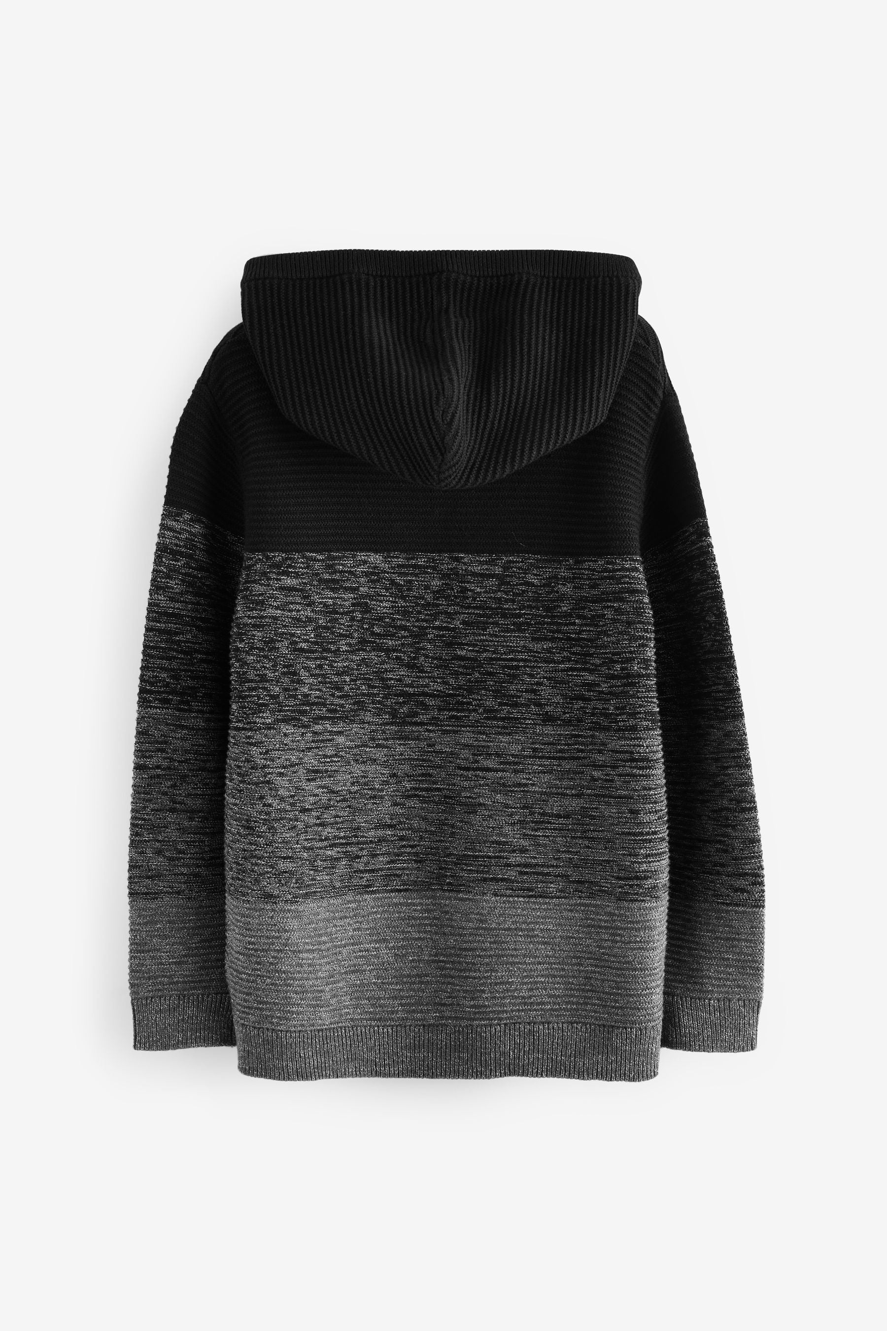 Black Ombre Colourblock 100% Cotton Knitted Hoodie (3-16yrs)