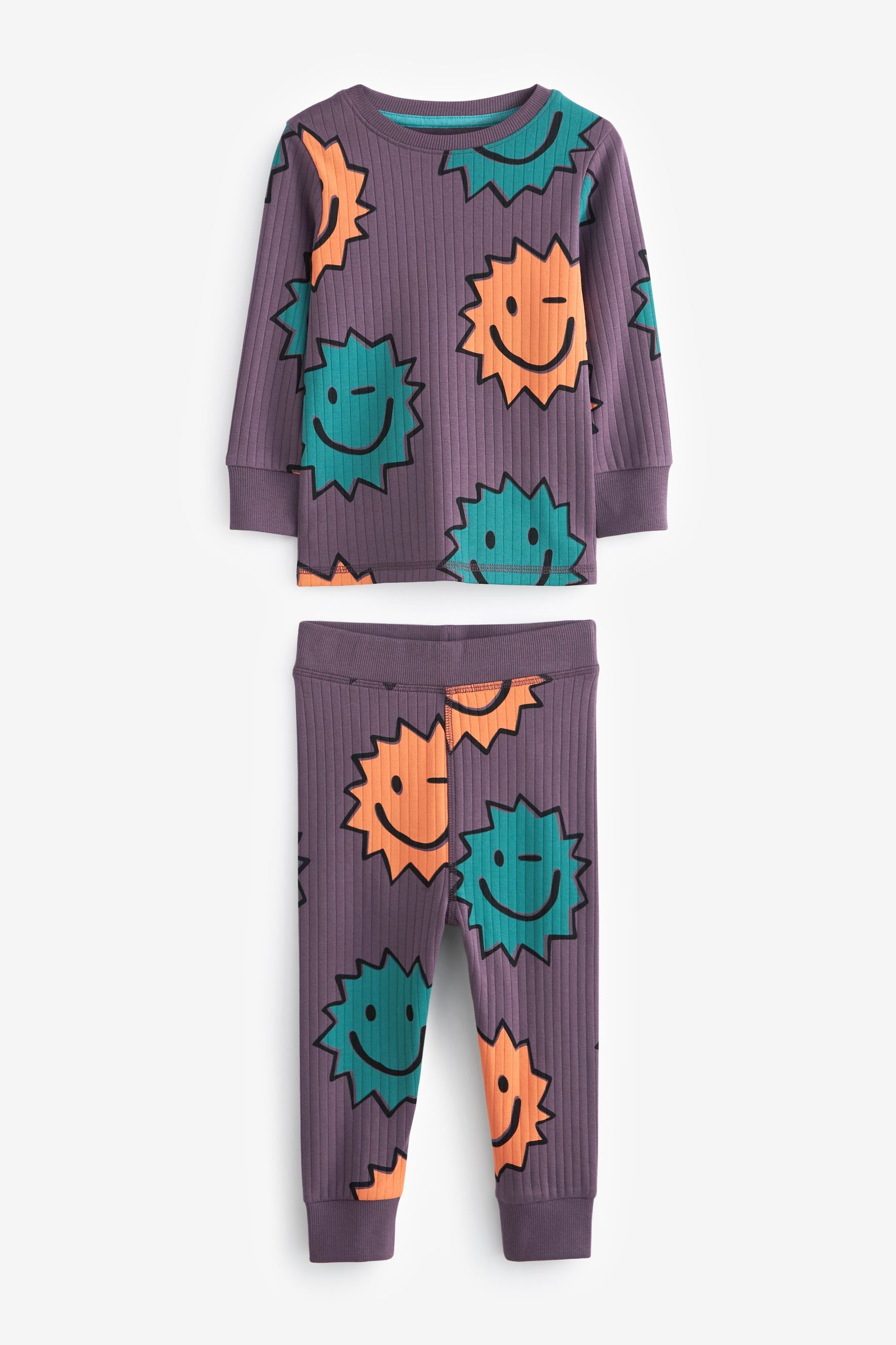 Multi Smile Long Sleeve 3 Pack Pyjamas Set (9mths-8yrs)