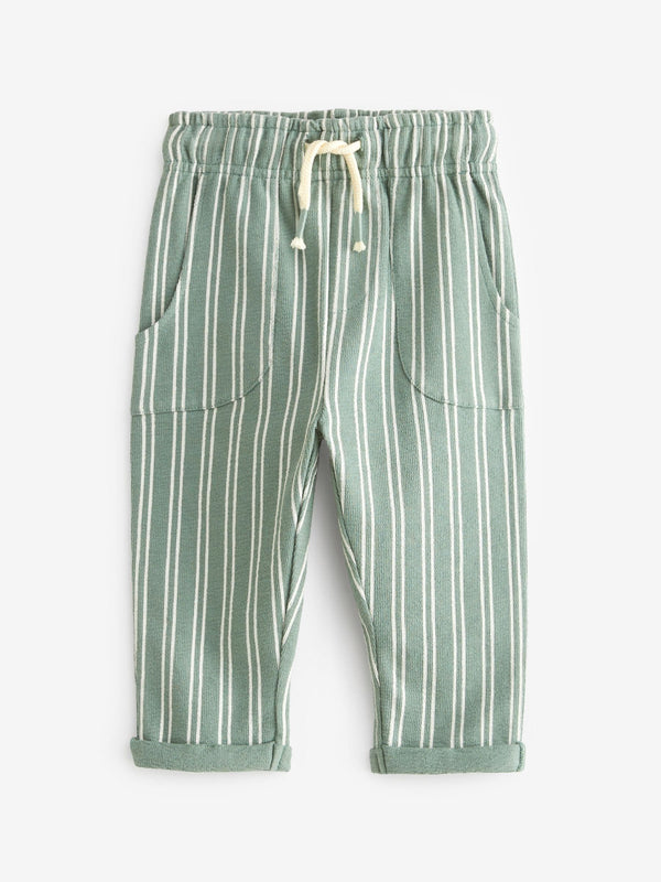 Light Blue/Teal Lightweight 100% Cotton Stripe Jersey Joggers (3mths-7yrs)