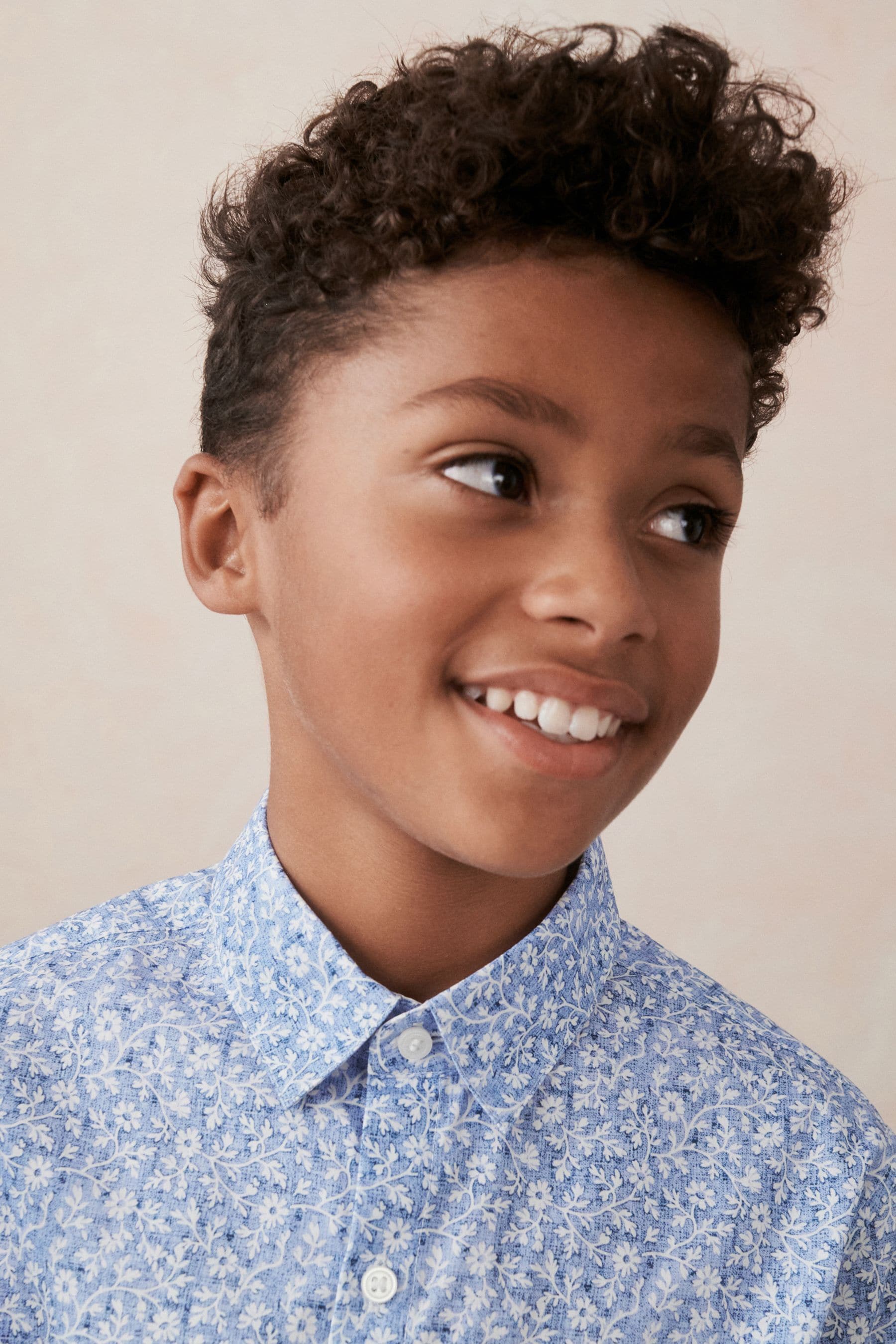 Blue Long Sleeve Floral Print Shirt (3-16yrs)