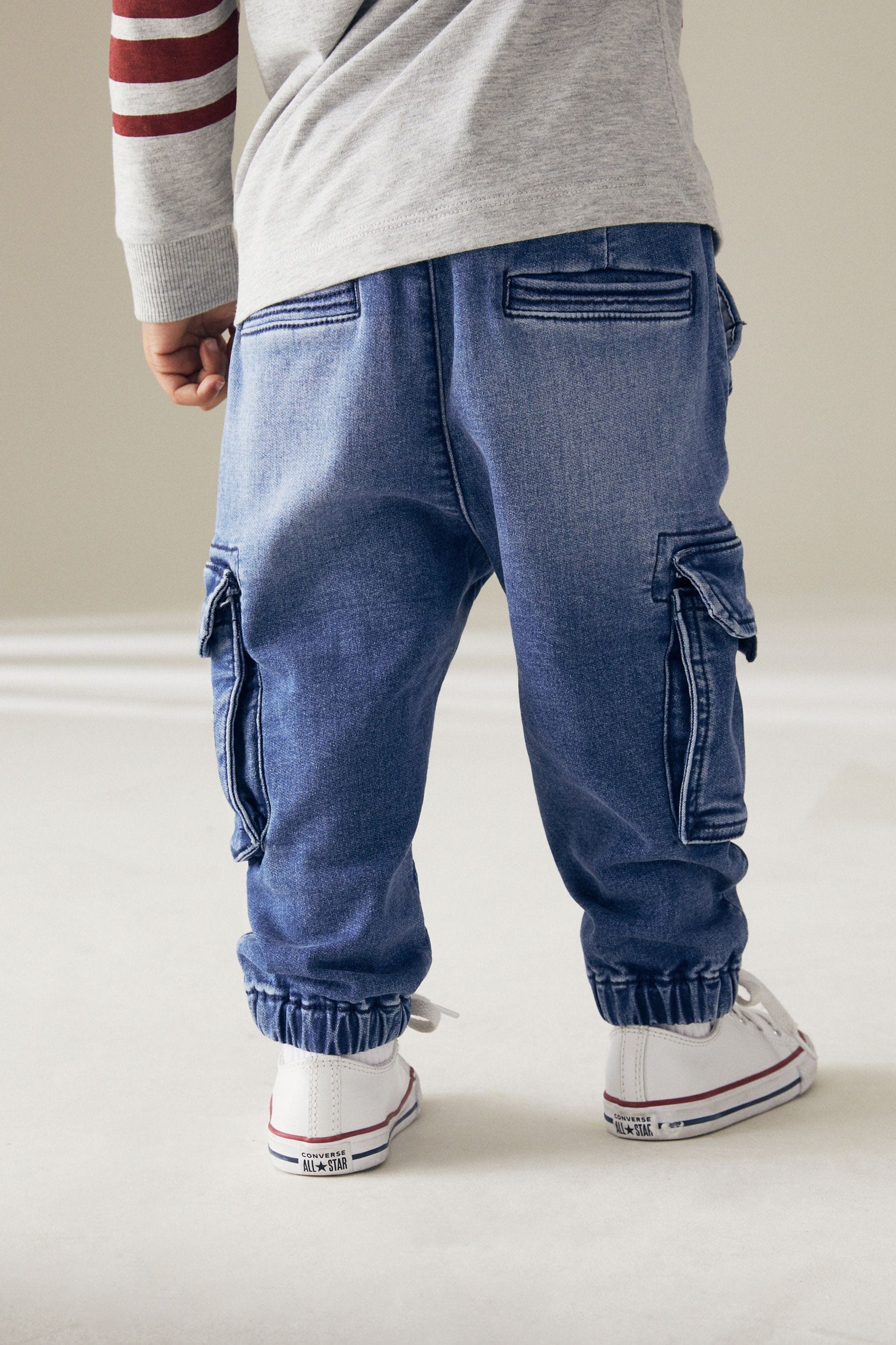 Mid Blue Comfort Cargo Jeans (3mths-7yrs)