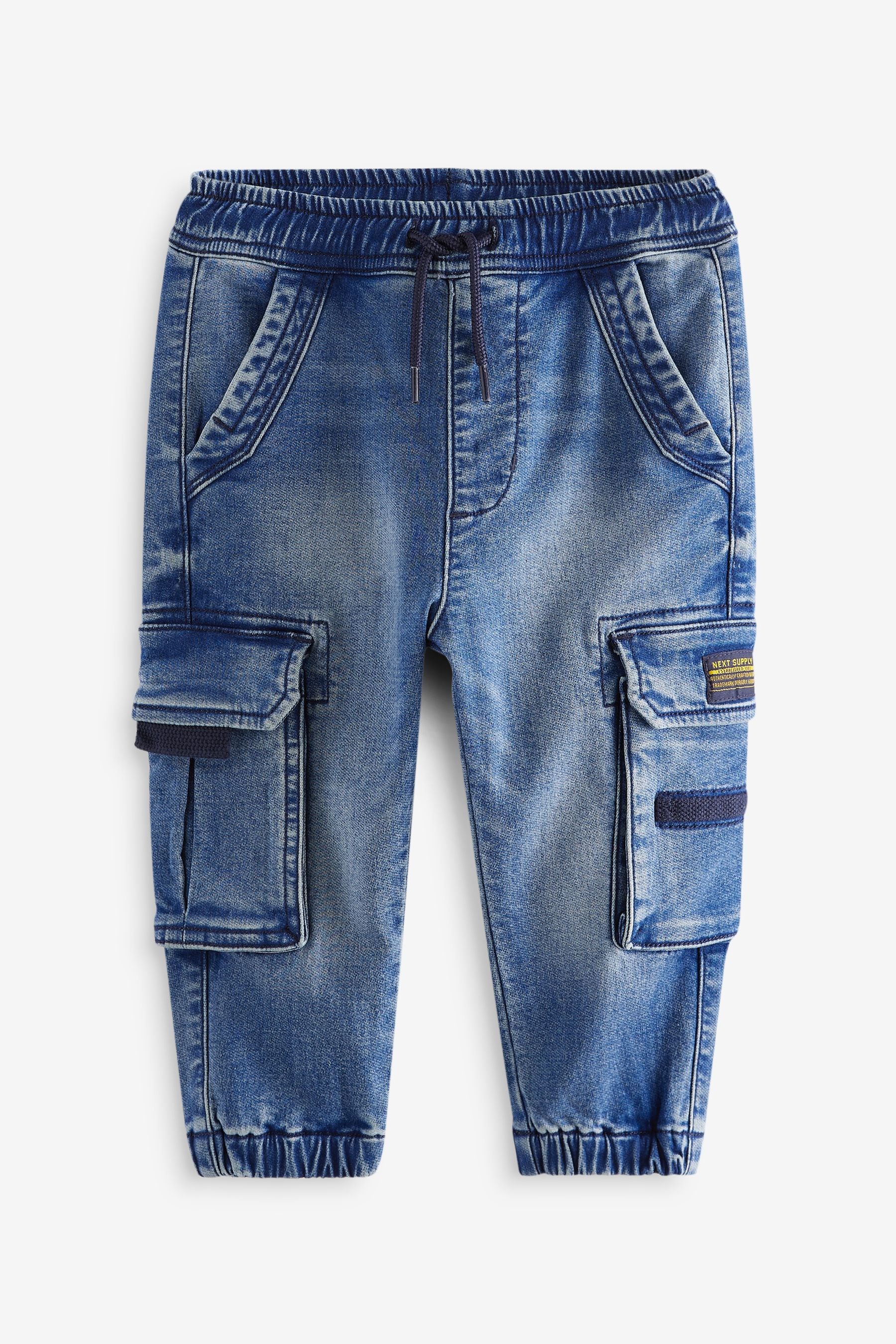 Mid Blue Comfort Cargo Jeans (3mths-7yrs)