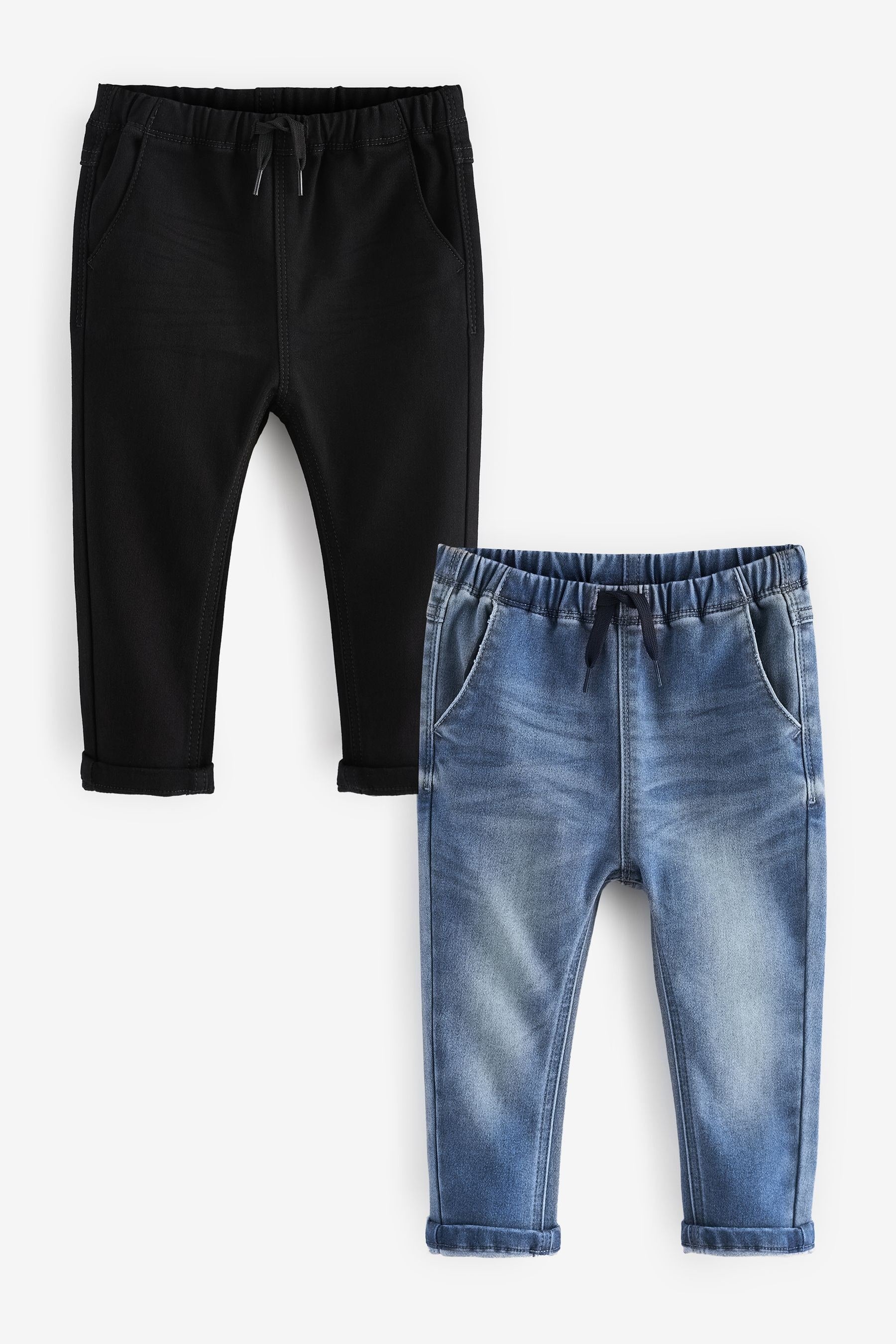 Blue Black Denim Supersoft Pull-On Jeans With Stretch 2 Pack (3mths-7yrs)