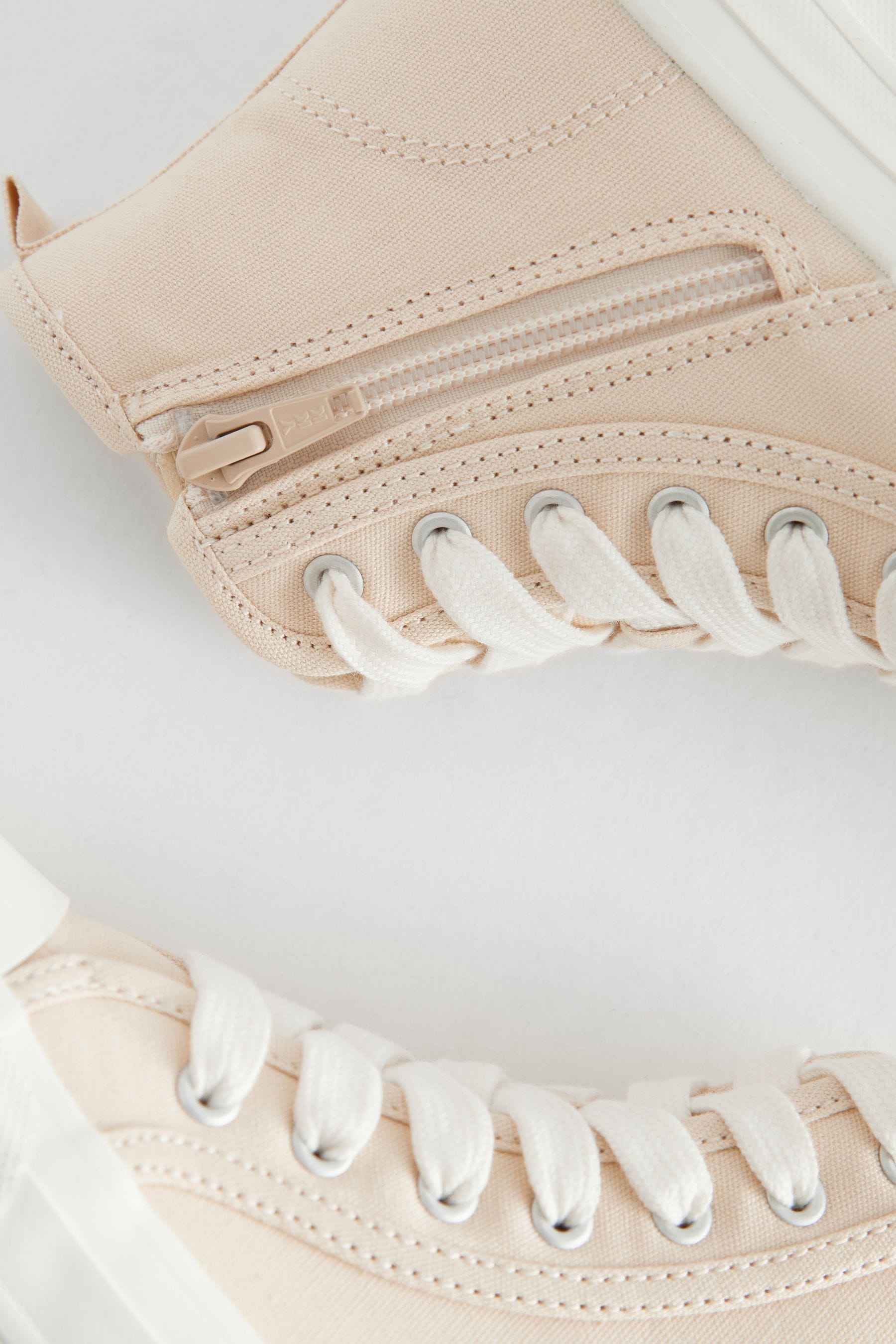 Neutral Cream Chunky High Top Lace-Up Trainers