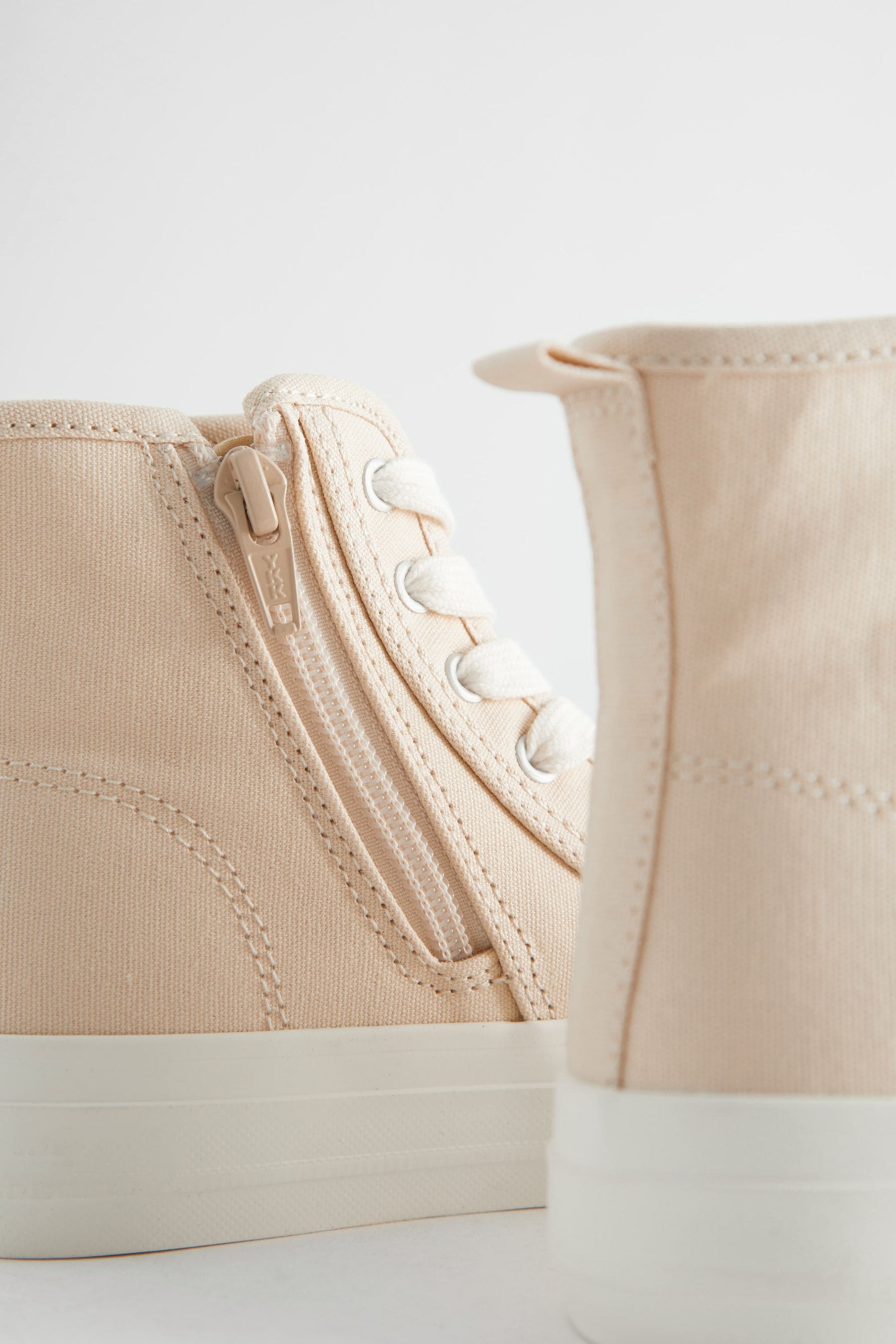 Neutral Cream Chunky High Top Lace-Up Trainers