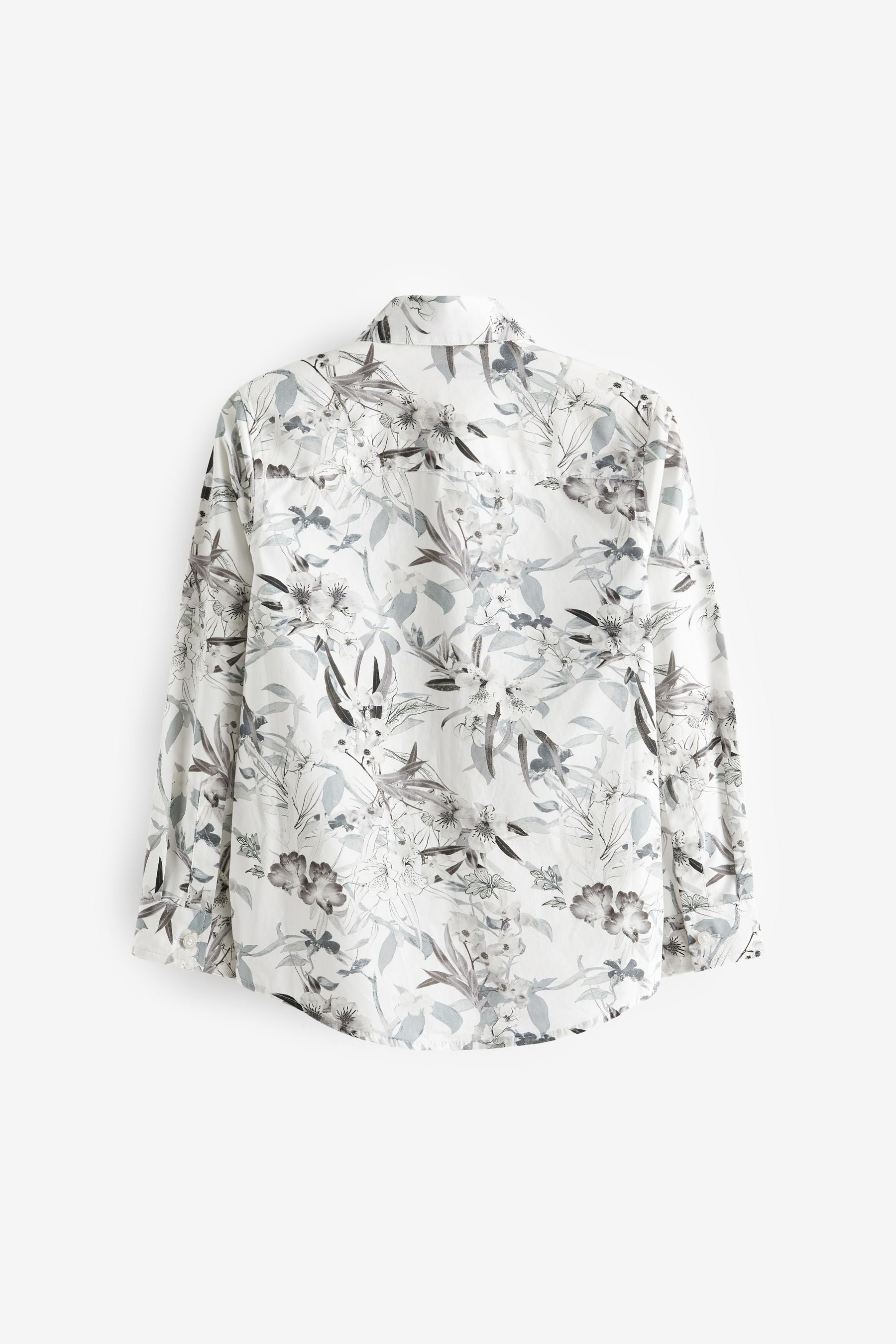 White Floral Long Sleeve Floral Print Shirt (3-16yrs)