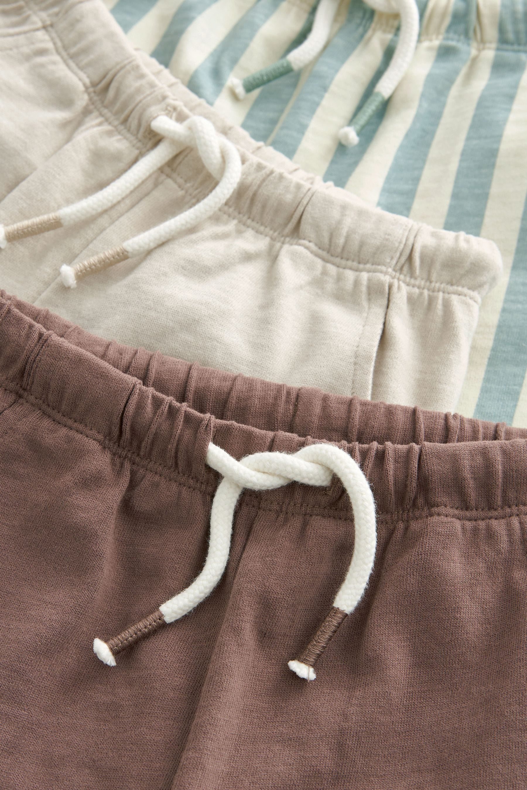 Tan Brown/Ecru/Mineral Stripe Joggers 3 Pack (3mths-7yrs)