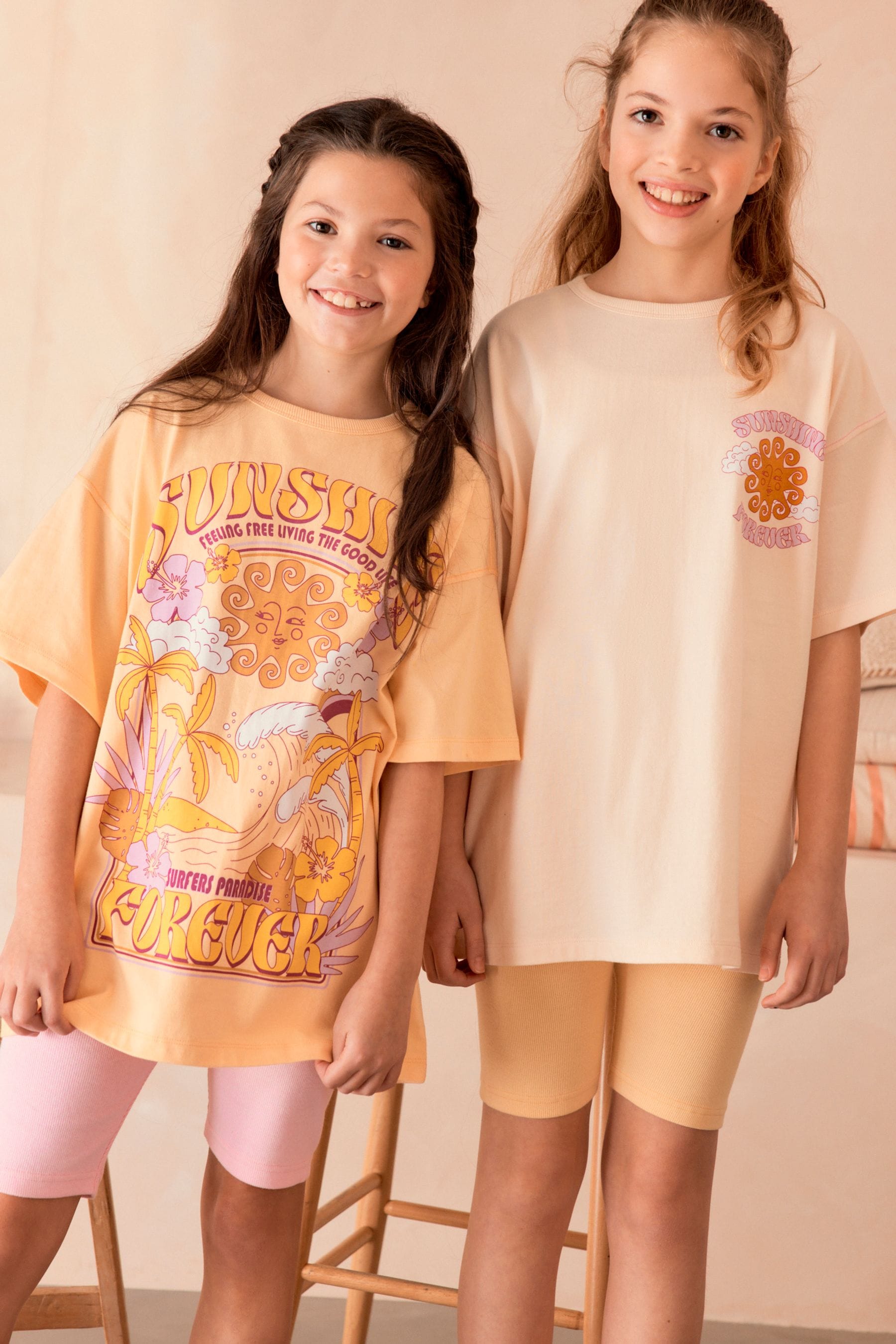 Cream/ Yellow/ Pink Short Pyjamas 2 Pack (3-16yrs)