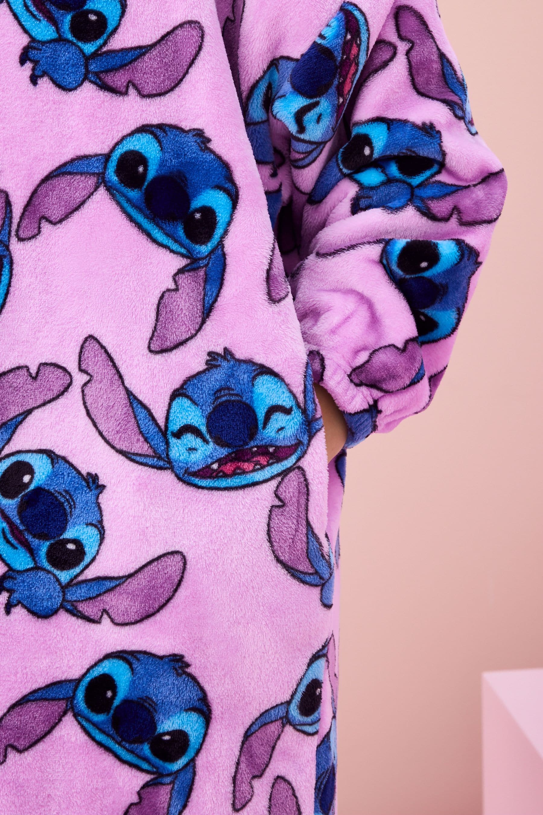 Lilac Purple Lilo And Stitch License Hooded Blanket (3-16yrs)