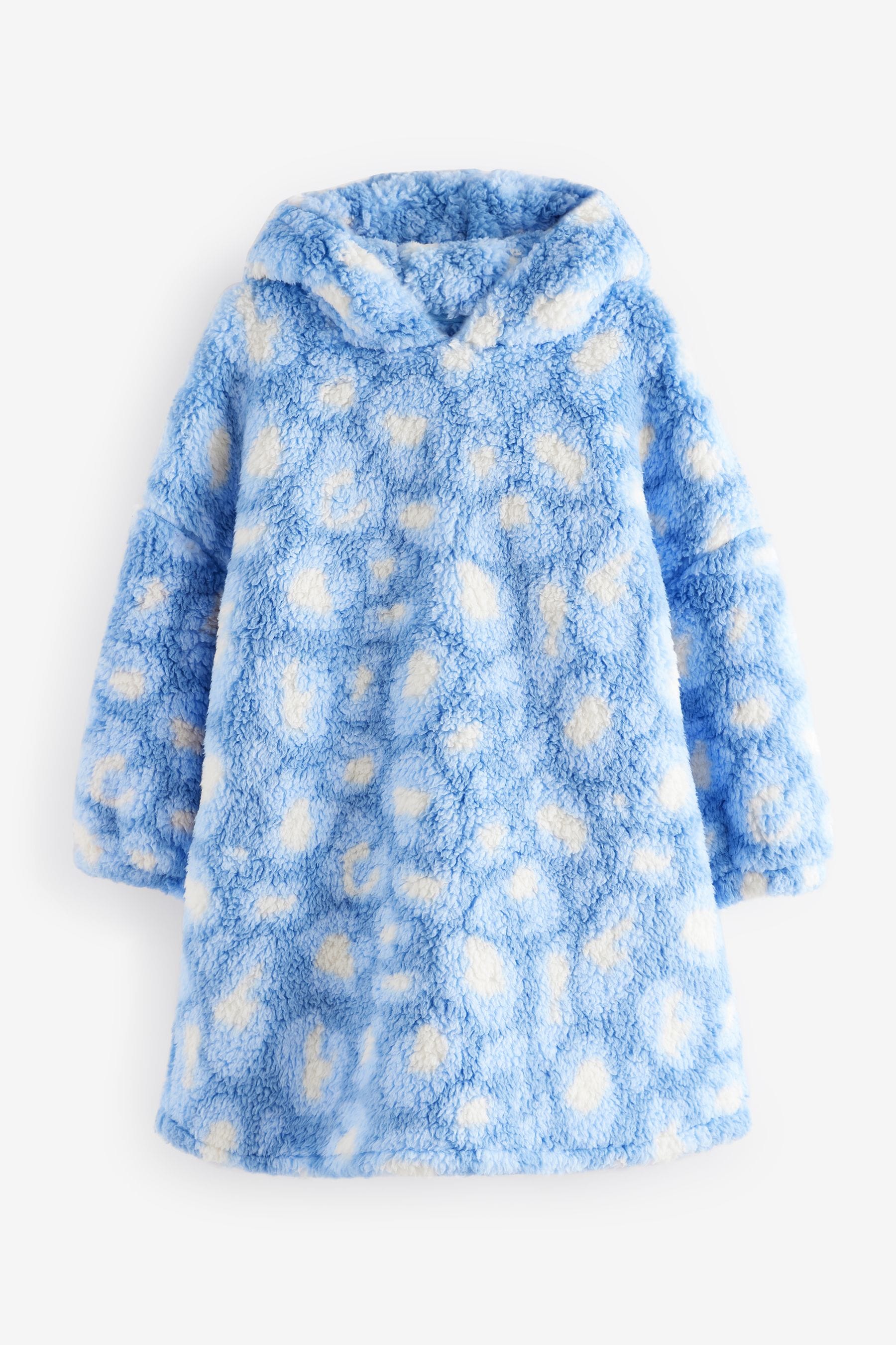 Blue Animal Print Fleece Hooded Blanket (3-16yrs)