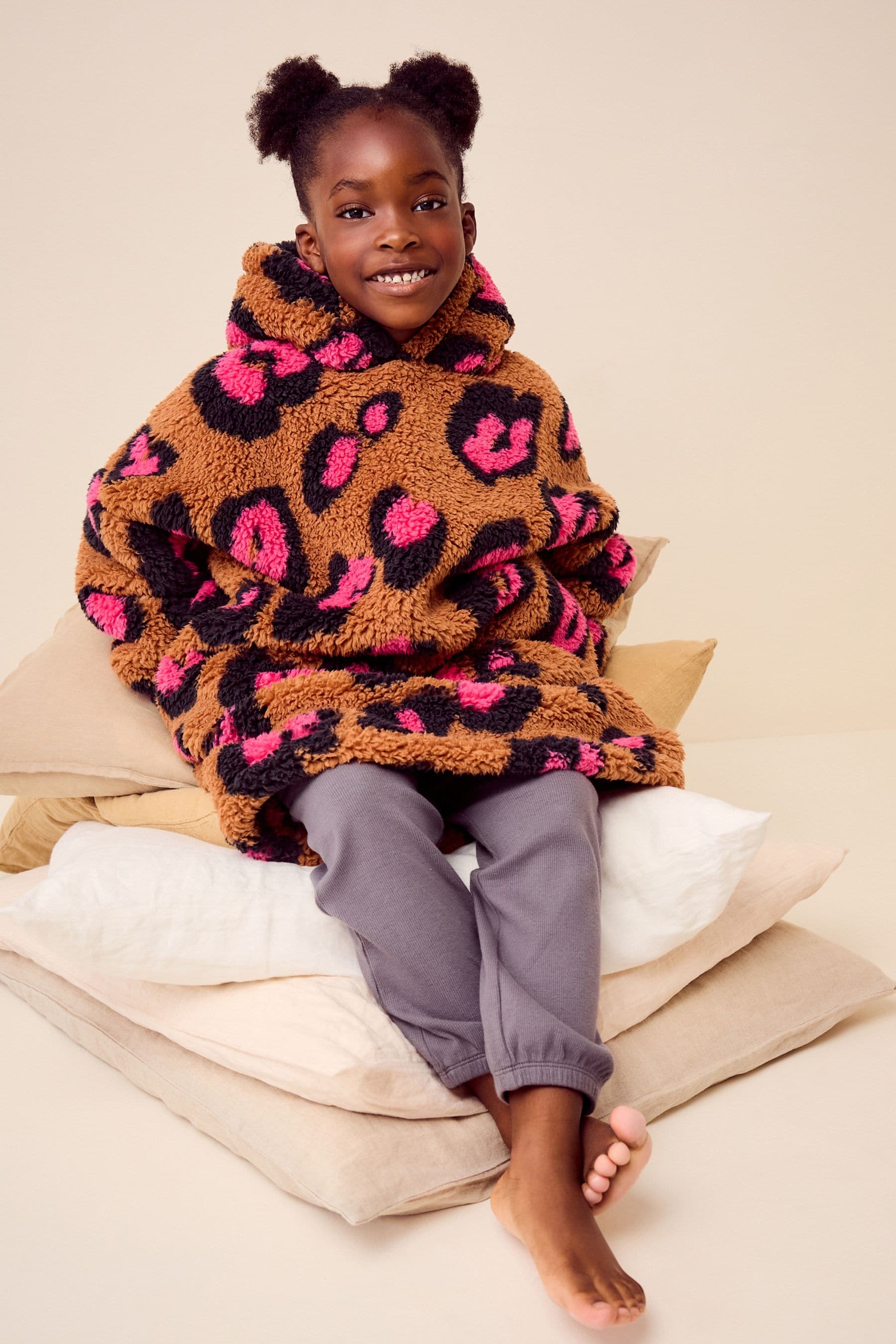 Ecru Animal Print Hooded Blanket (3-16yrs)