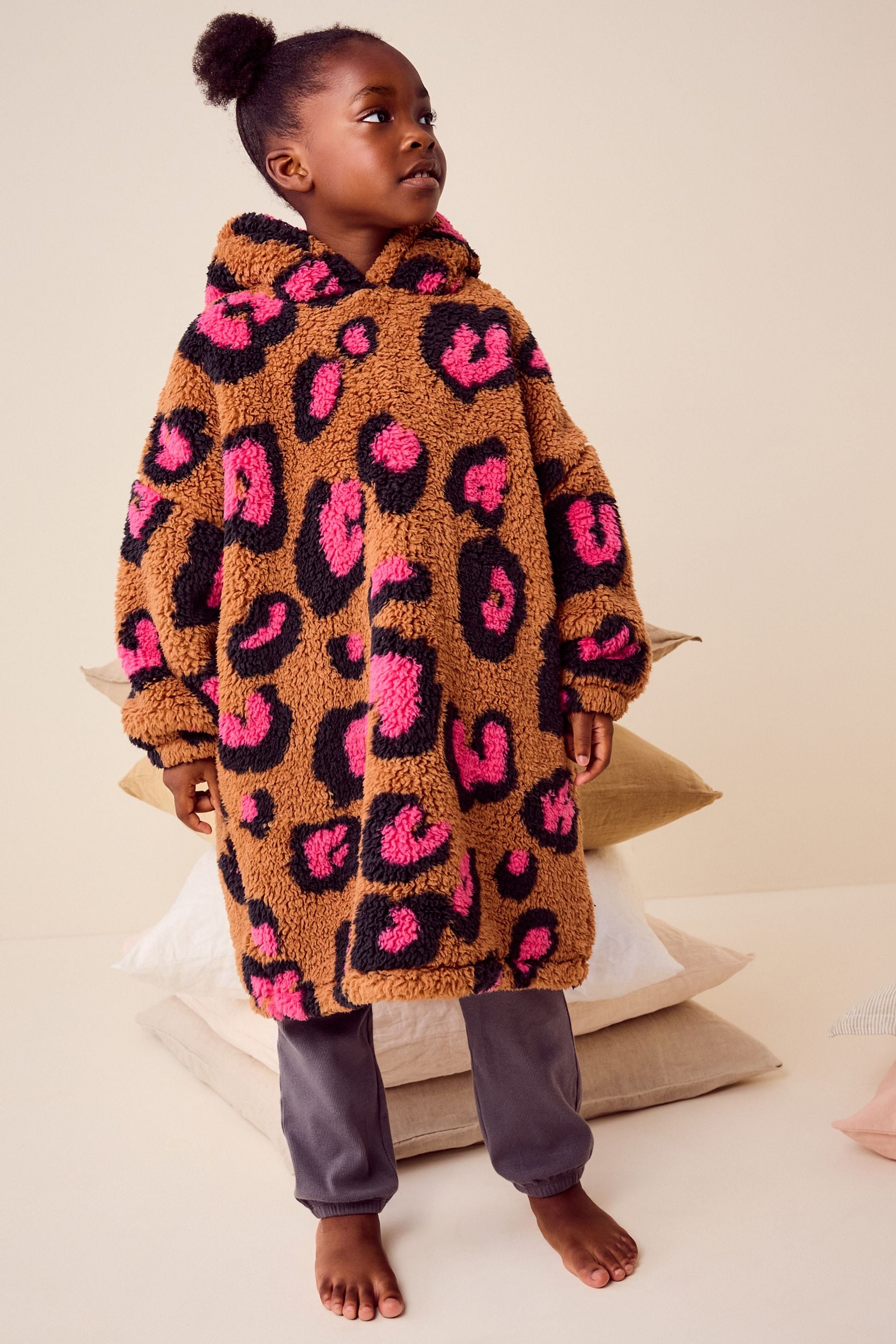 Ecru Animal Print Hooded Blanket (3-16yrs)