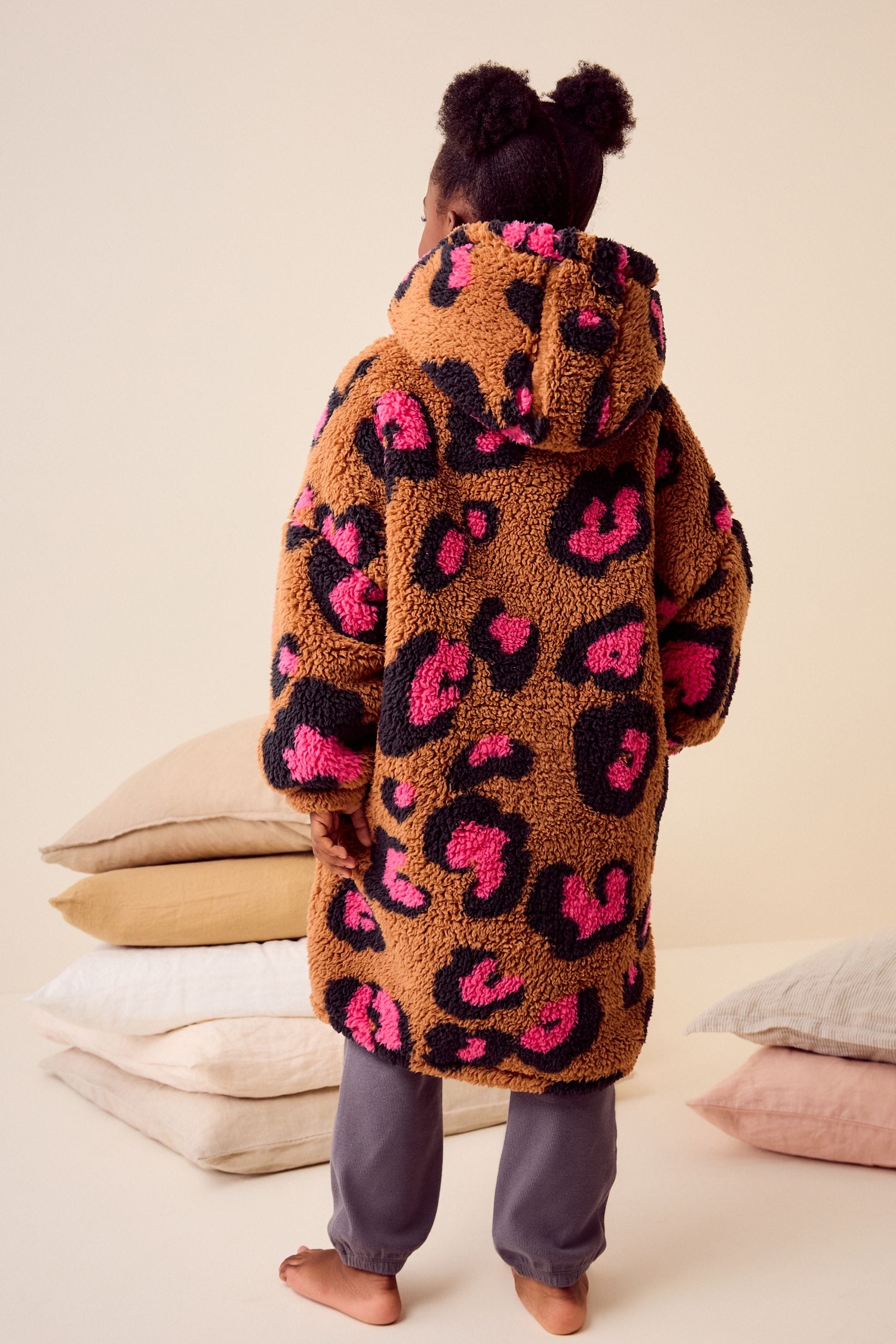 Ecru Animal Print Hooded Blanket (3-16yrs)